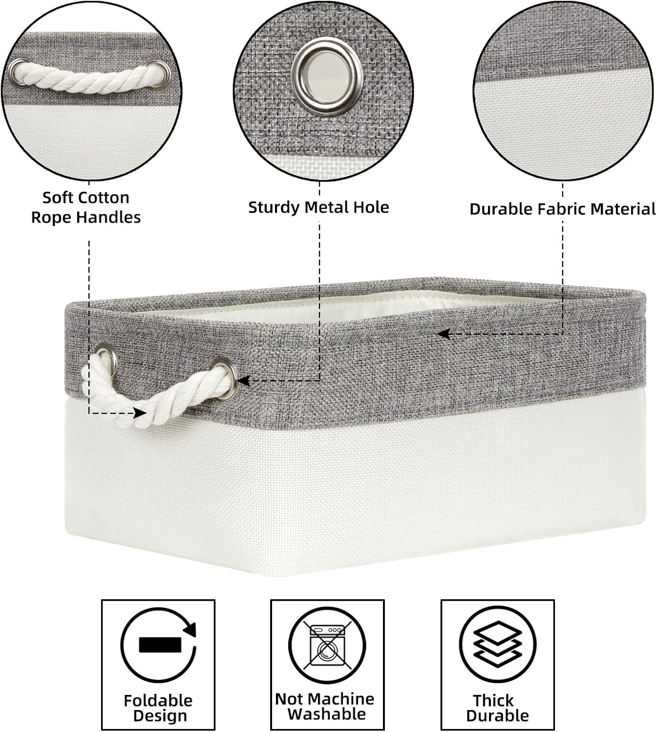 Grey & White Baskets / Grey&white / Set of 6