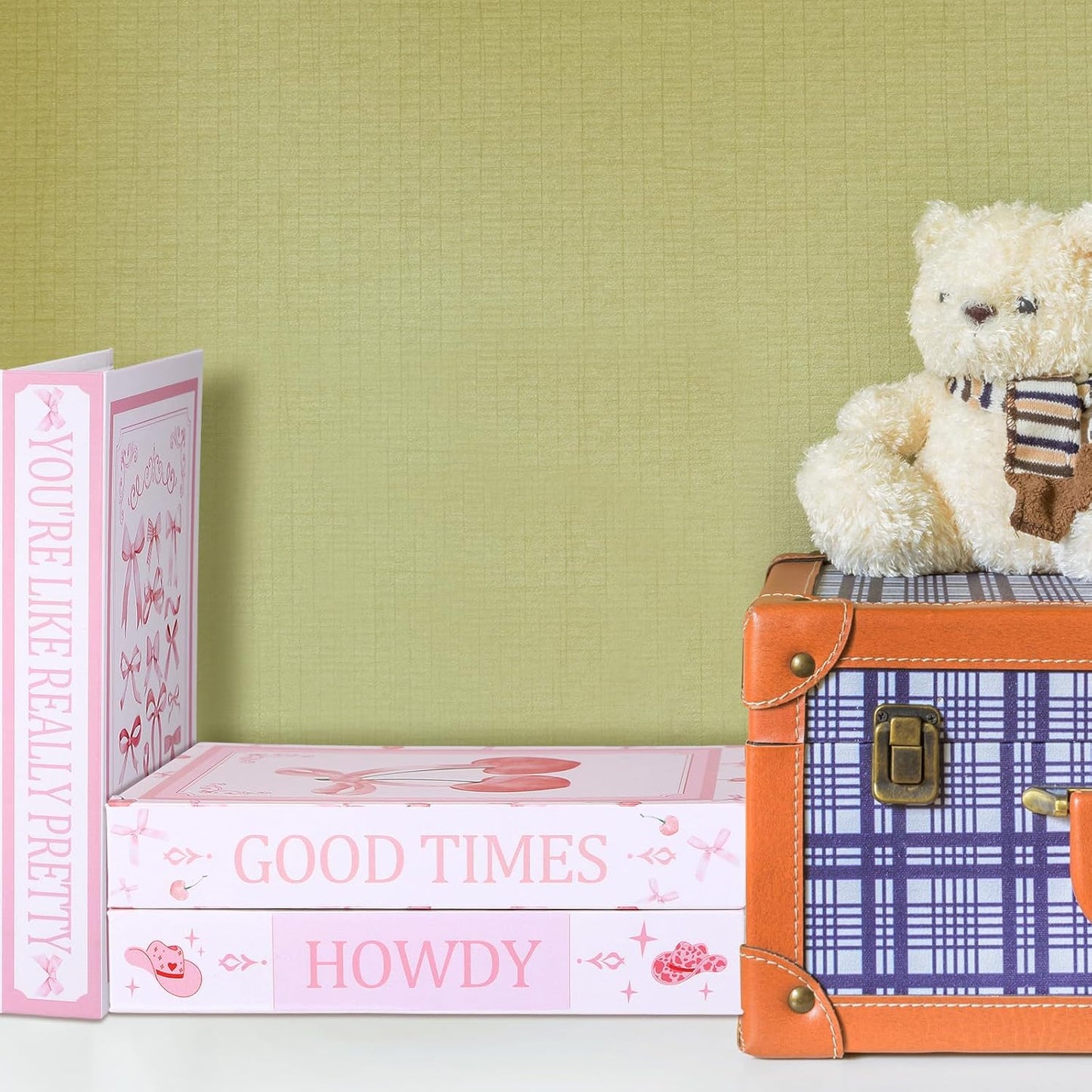 Bow Coquette Decorative Fake Books Preppy Faux Stacked Books Aesthetic / Pink / 9.8 Inch / Set of 3