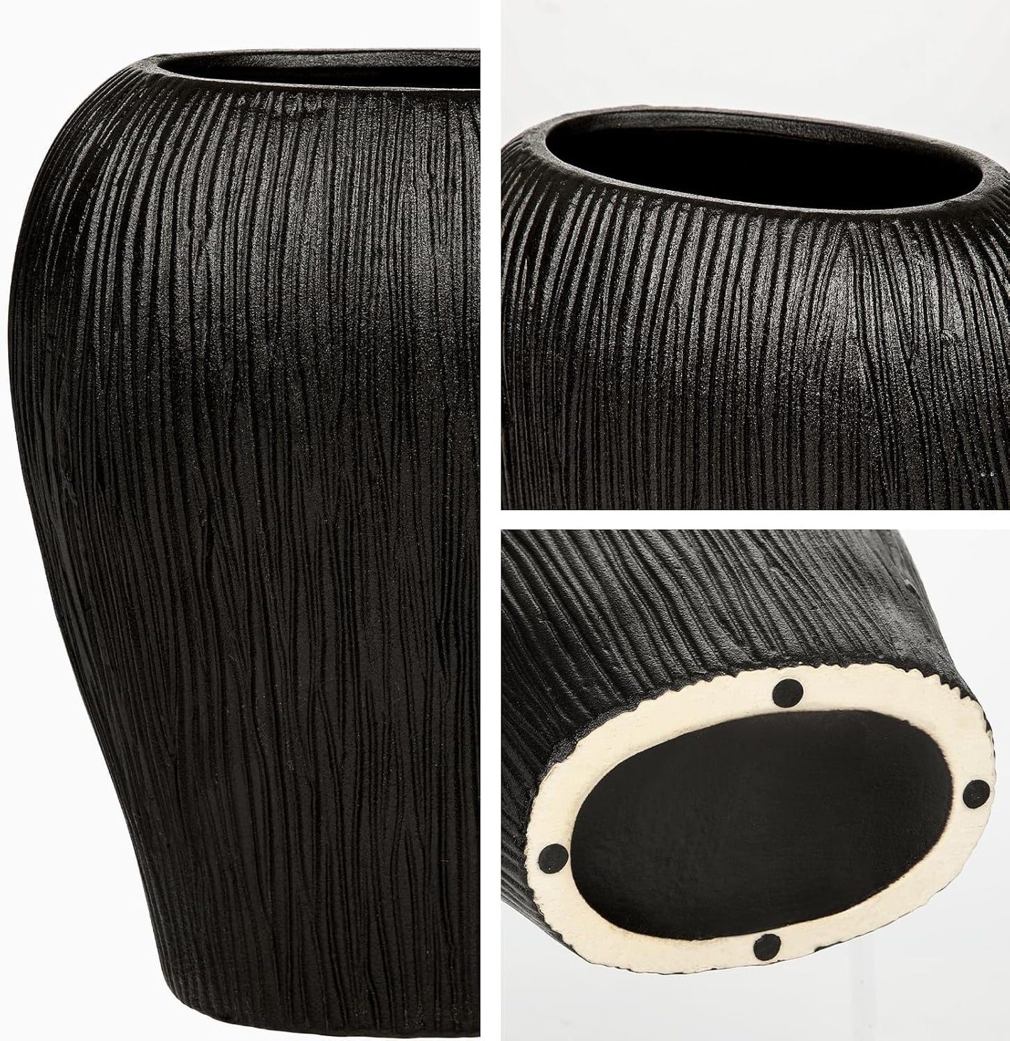 Slim Flat Ceramic Vase / Black / Set of 13