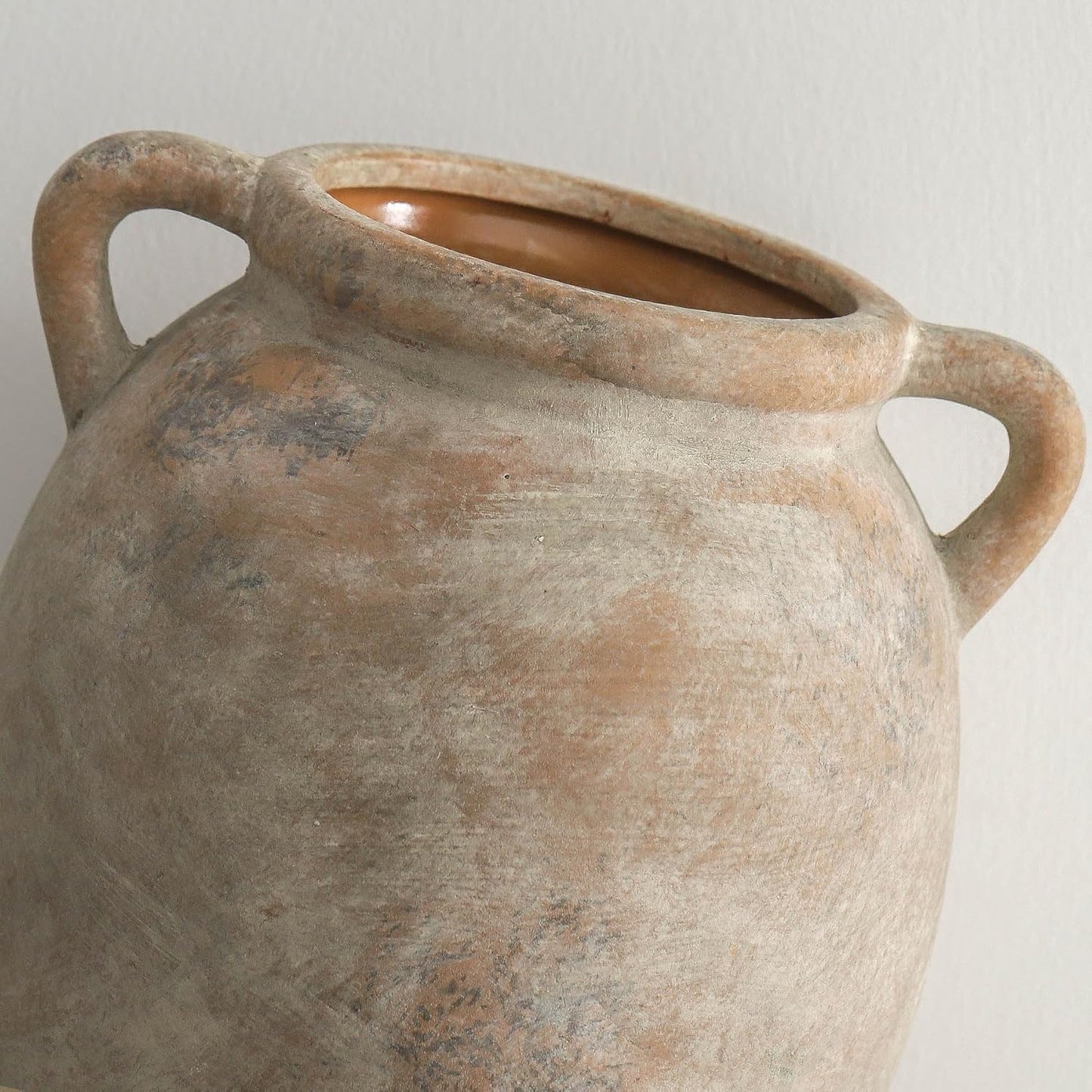 Ceramic Flower Vase Farmhouse Rustic Vase Decorative Pottery Vases / Terracotta / 7.6 Inch