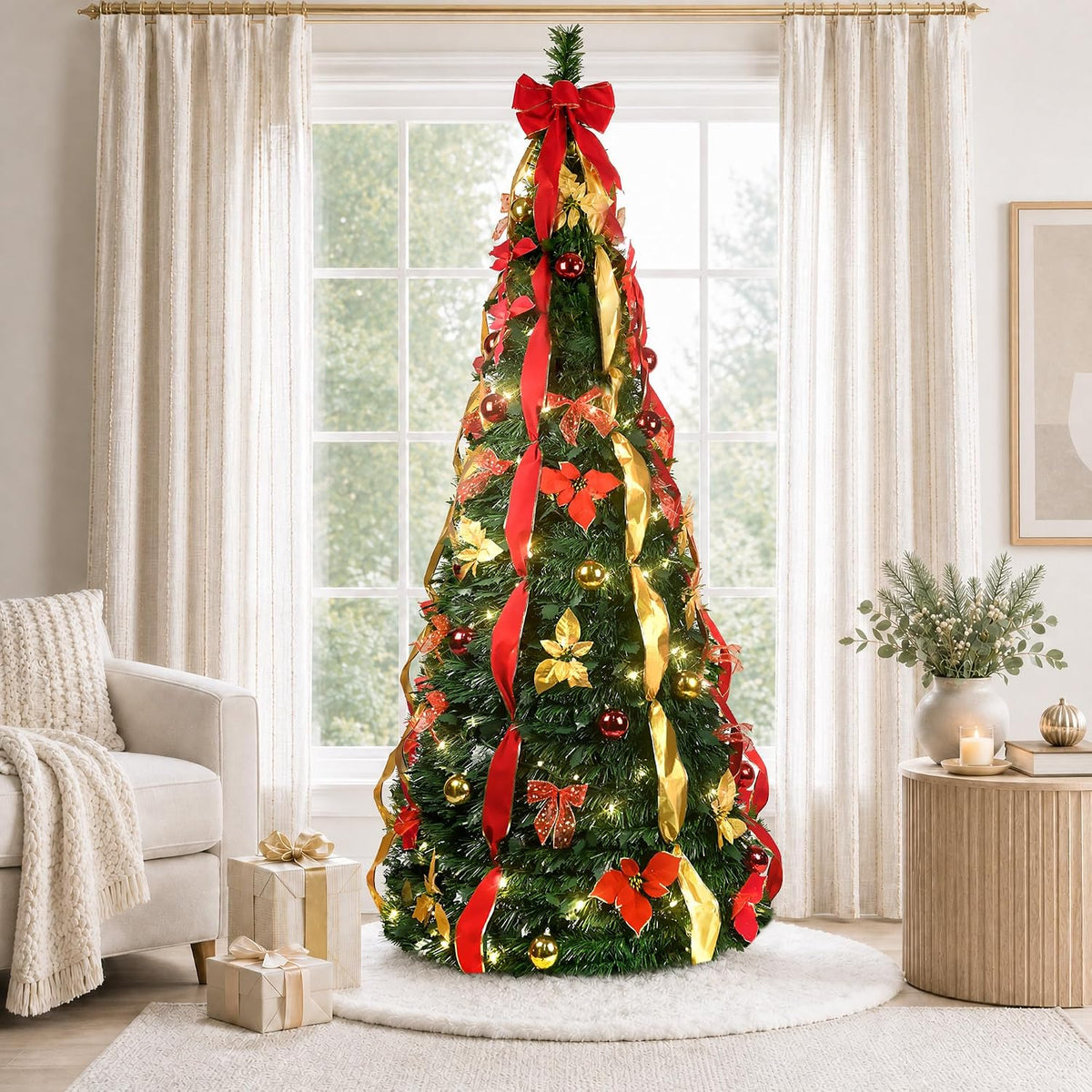 Mini Christmas Tree, Small Pine Tree with Wooden Bases for Xmas Holiday Party Home Tabletop Tree Decor (Green White Silver)