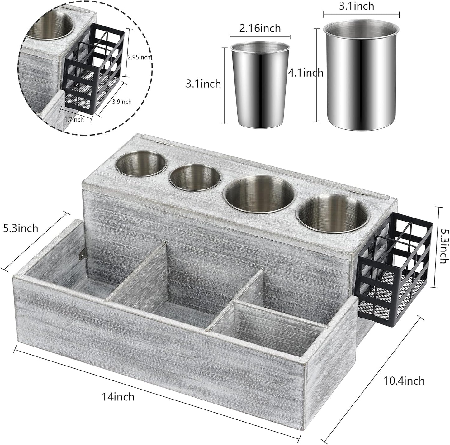 Hair Tool Organizer, Wooden Hair Dryer Holder and Bathroom Countertop Blow Dryer Holder, Vanity Caddy Storage Stand for