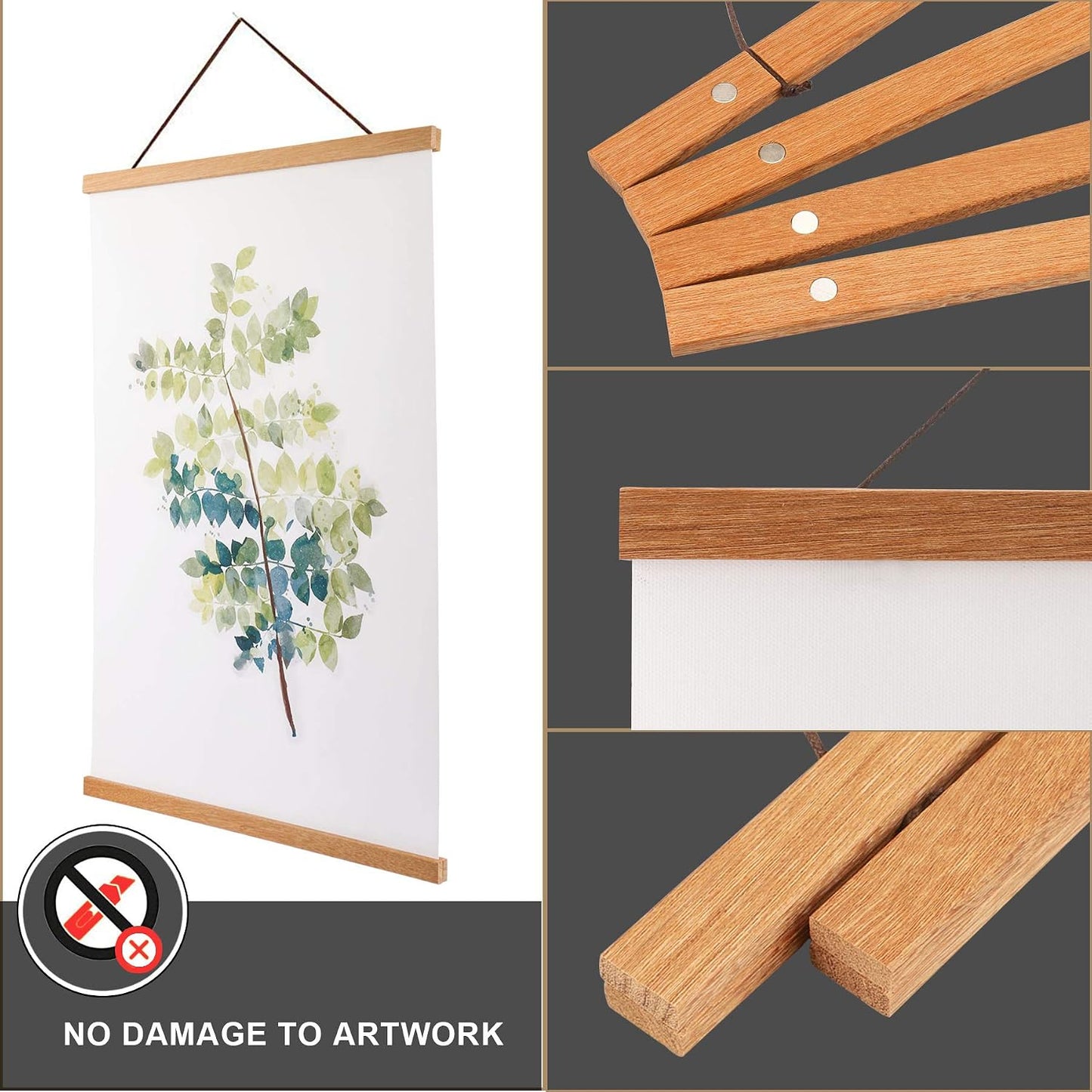 WITCOLOR 2 Pack Magnetic Poster Hanger Frame, 19x13 19x25 19x27 Poster Frame Wooden Magnetic Hanging Kit for Walls Map