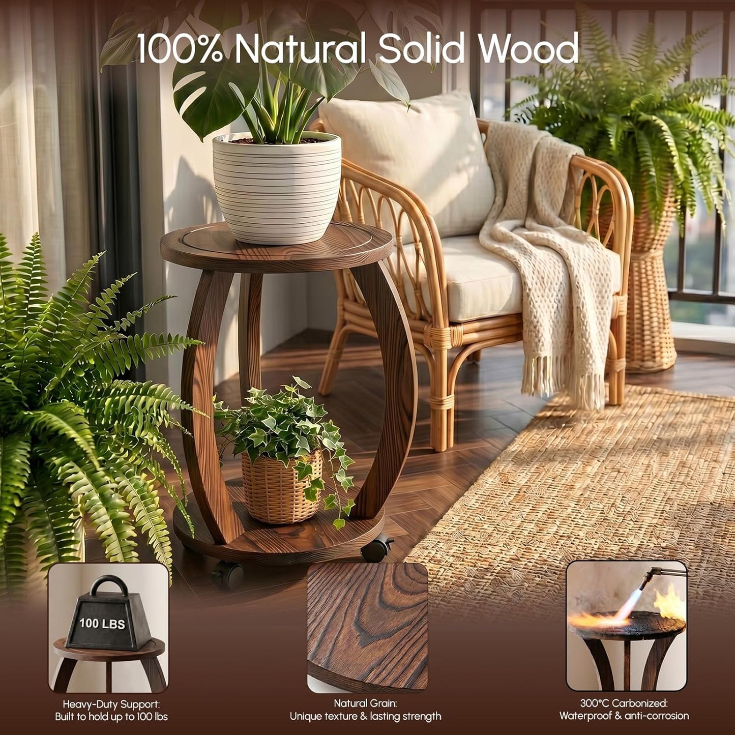 Mid-Century Modern Rustic Plant / Dark Brown / 12 Inch