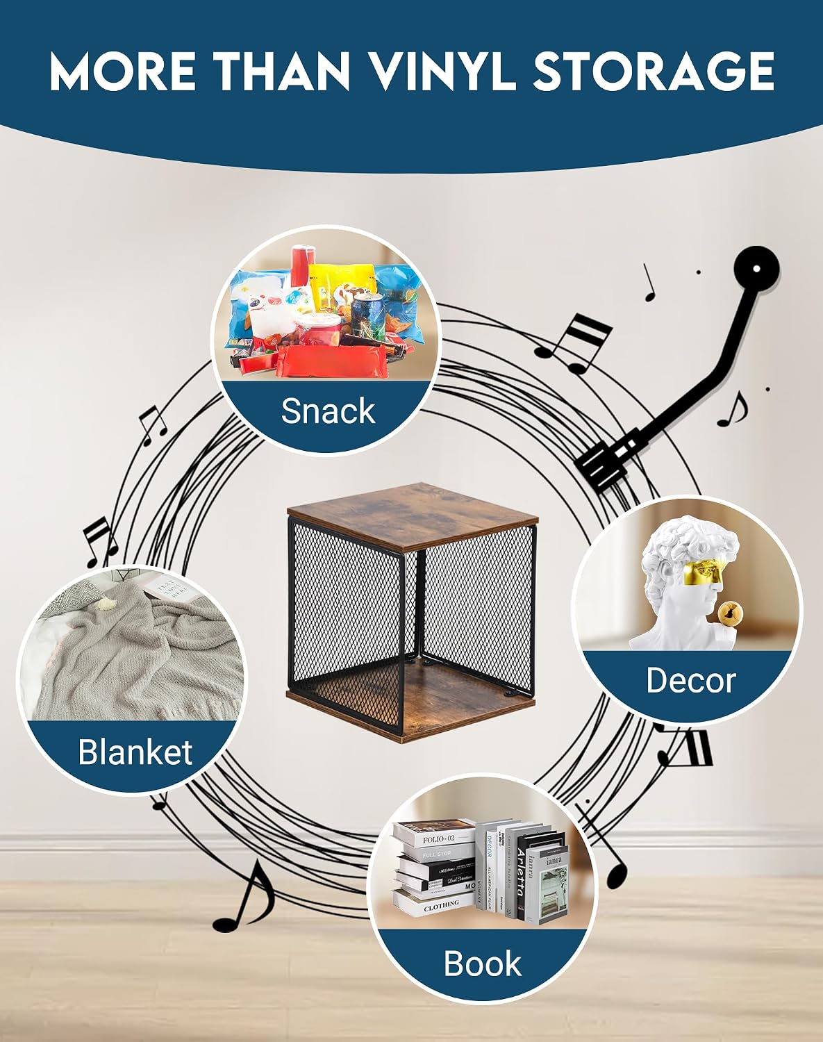 LOFTEY 2 Pack Stackable Vinyl Record Storage, Cube Record Crate Box for LPs | Holds 100-120 Records Total, 110 lb Load