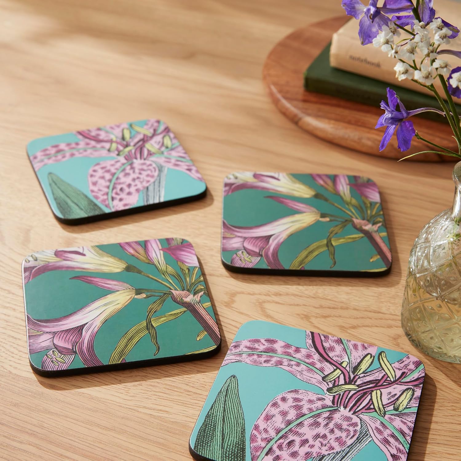 Floral & Butterfly Drink Coasters / Set of 6
