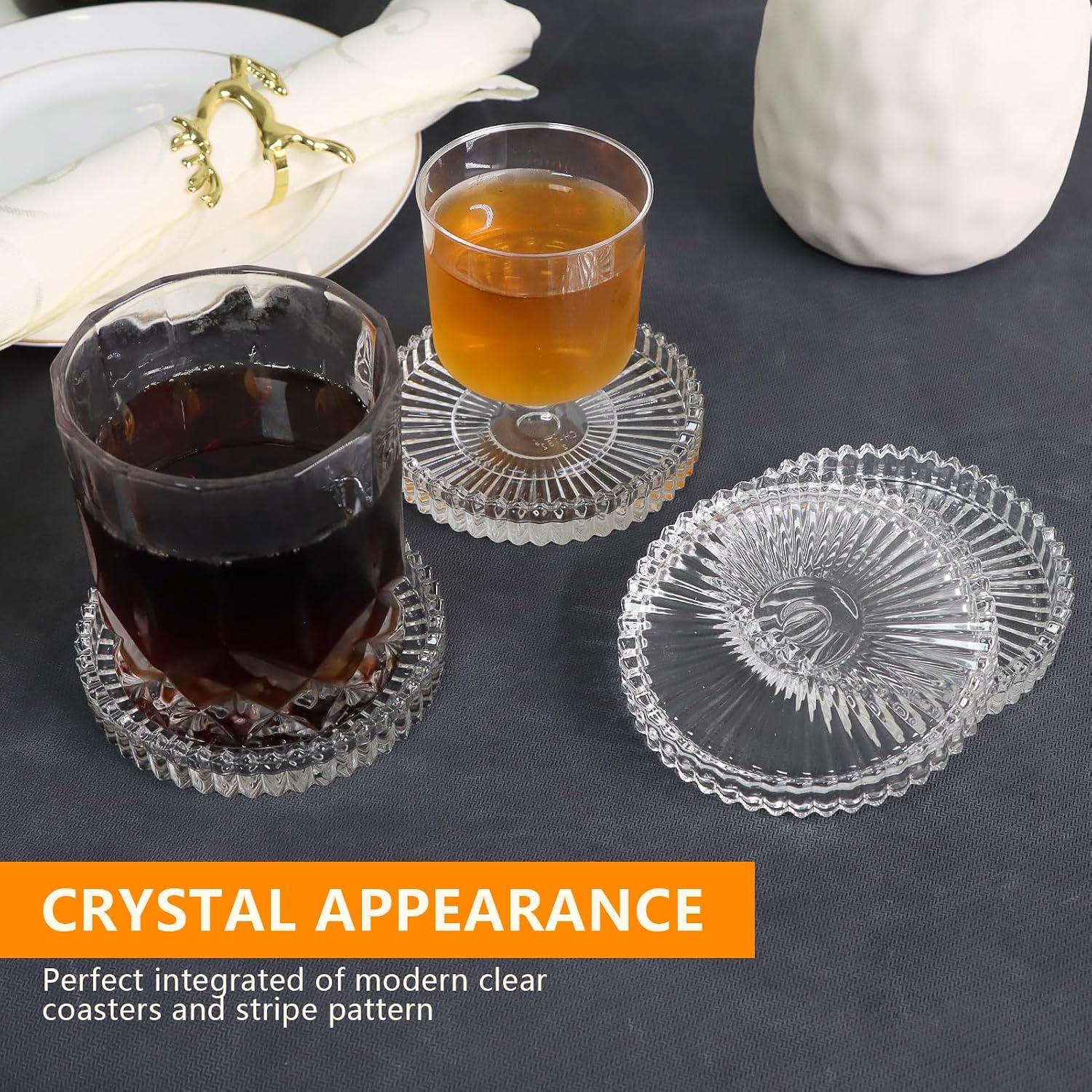 Round Modern Coasters / Clear / 4 Inch / Set of 4