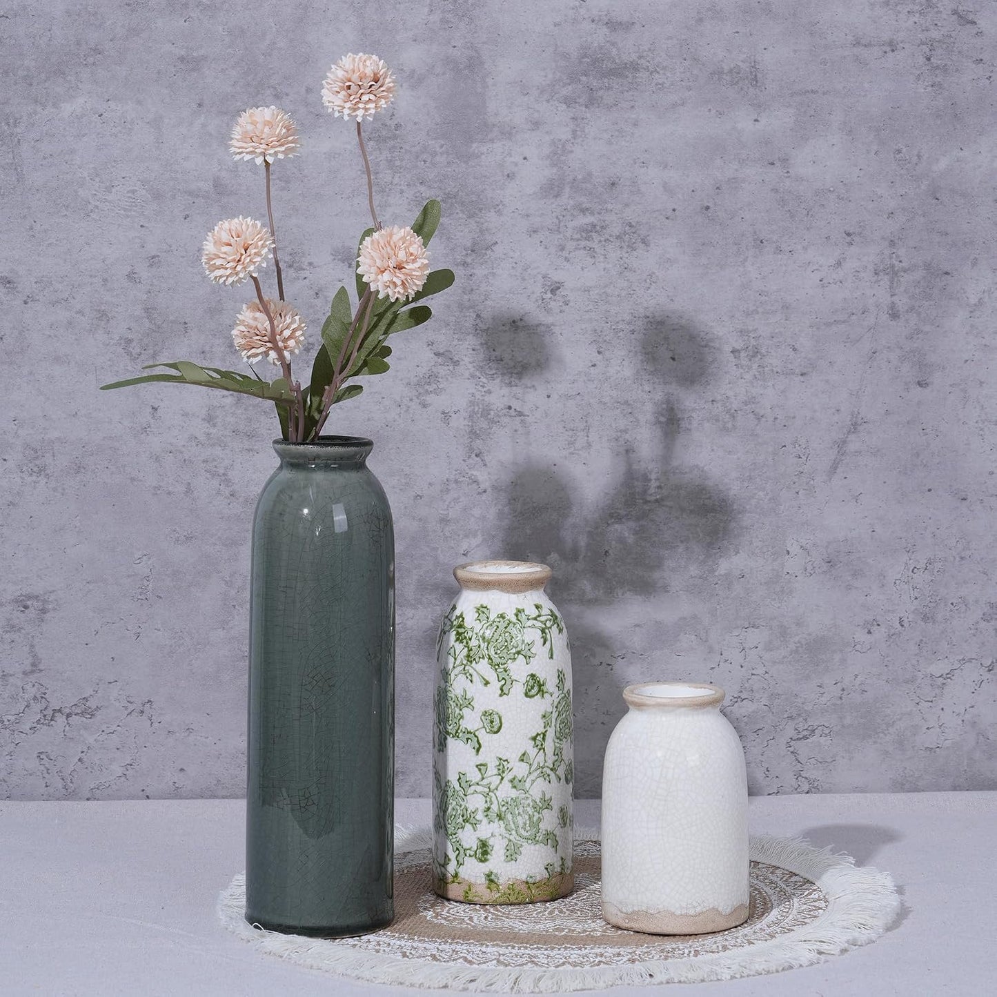 Vintage Ceramic Vase / Vintage- Green / Set of 3