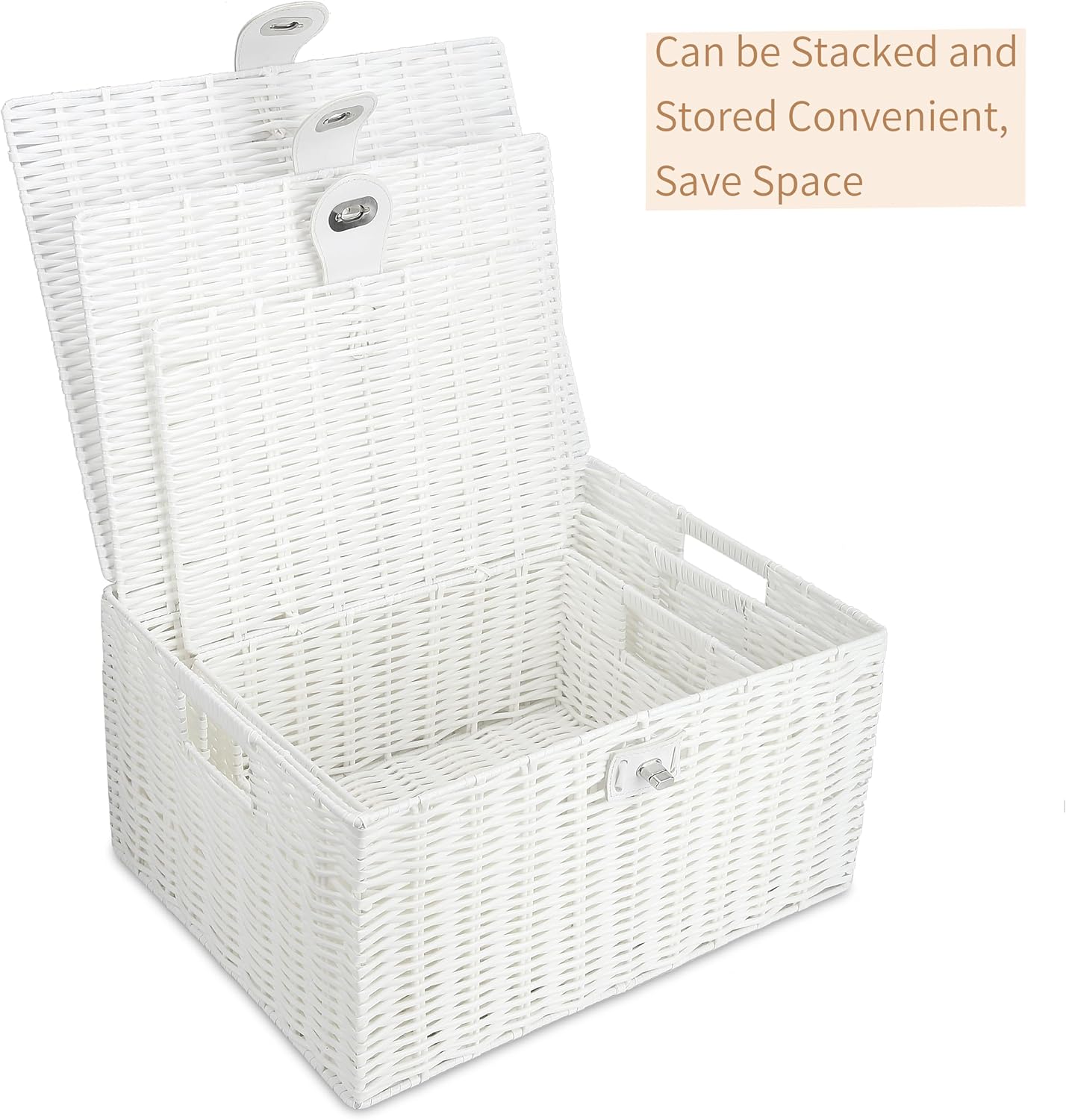 Woven Basket / Wicker Storage Baskets / White / Set of 3
