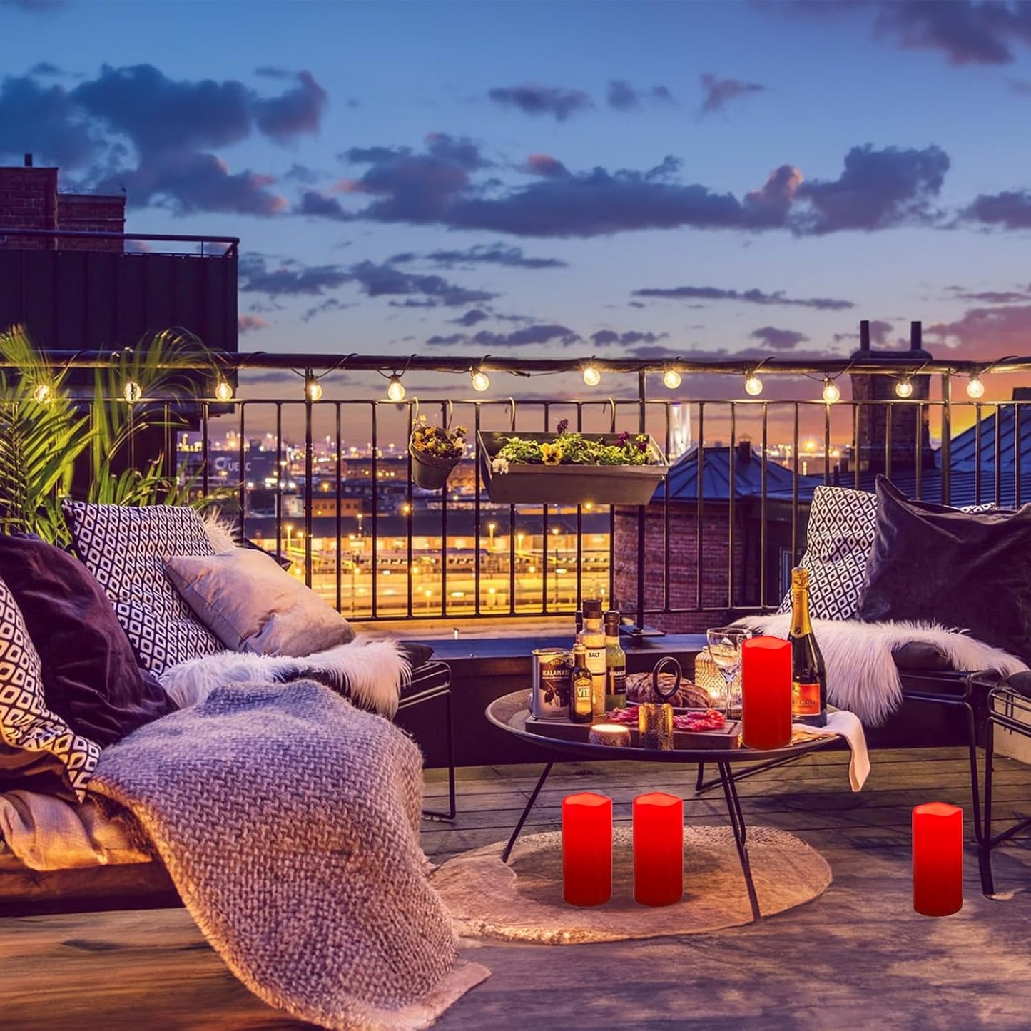 NURADA 8" x 4" Large Outdoor Flameless Candles - Waterproof LED Pillar Flickering Candle Battery Operated with Timer
