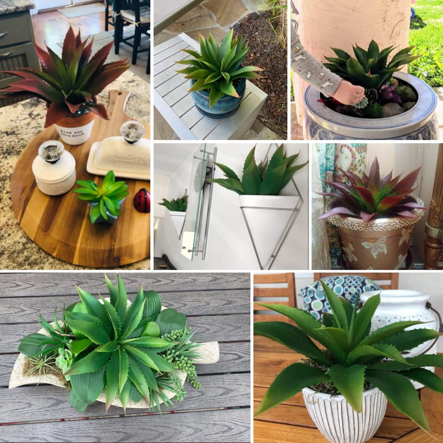 Large Artificial Succulents Aloe Plants Real Touch Fake Flowers Unpotted / Red