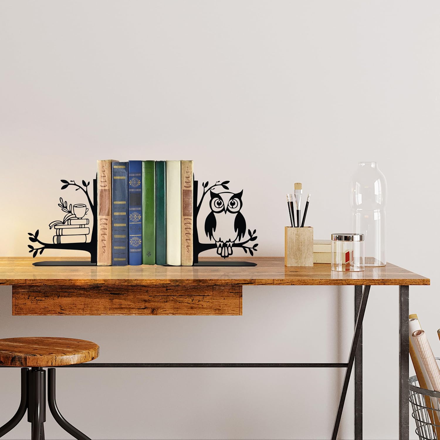 Owl and Books Metal Bookends Owl Book Ends