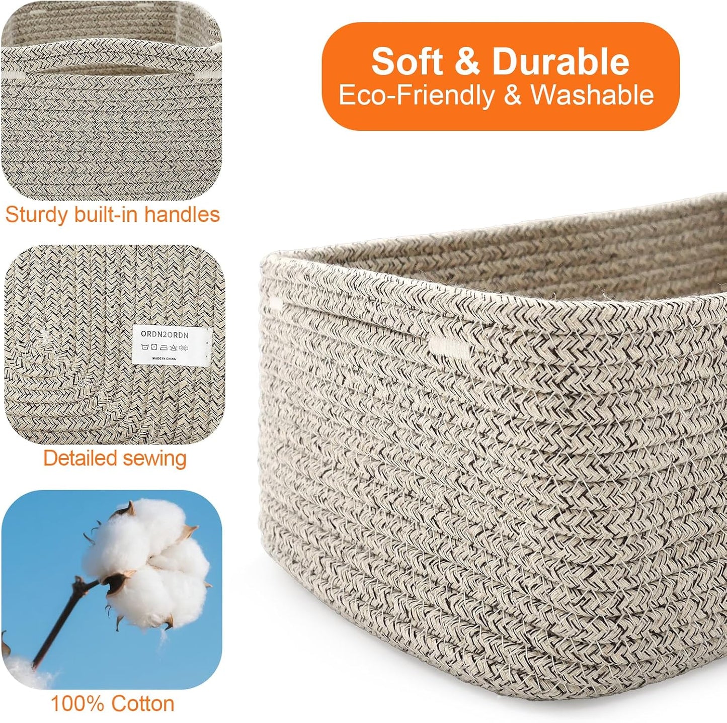 Small Woven Storage Baskets / Mixed Brown / S