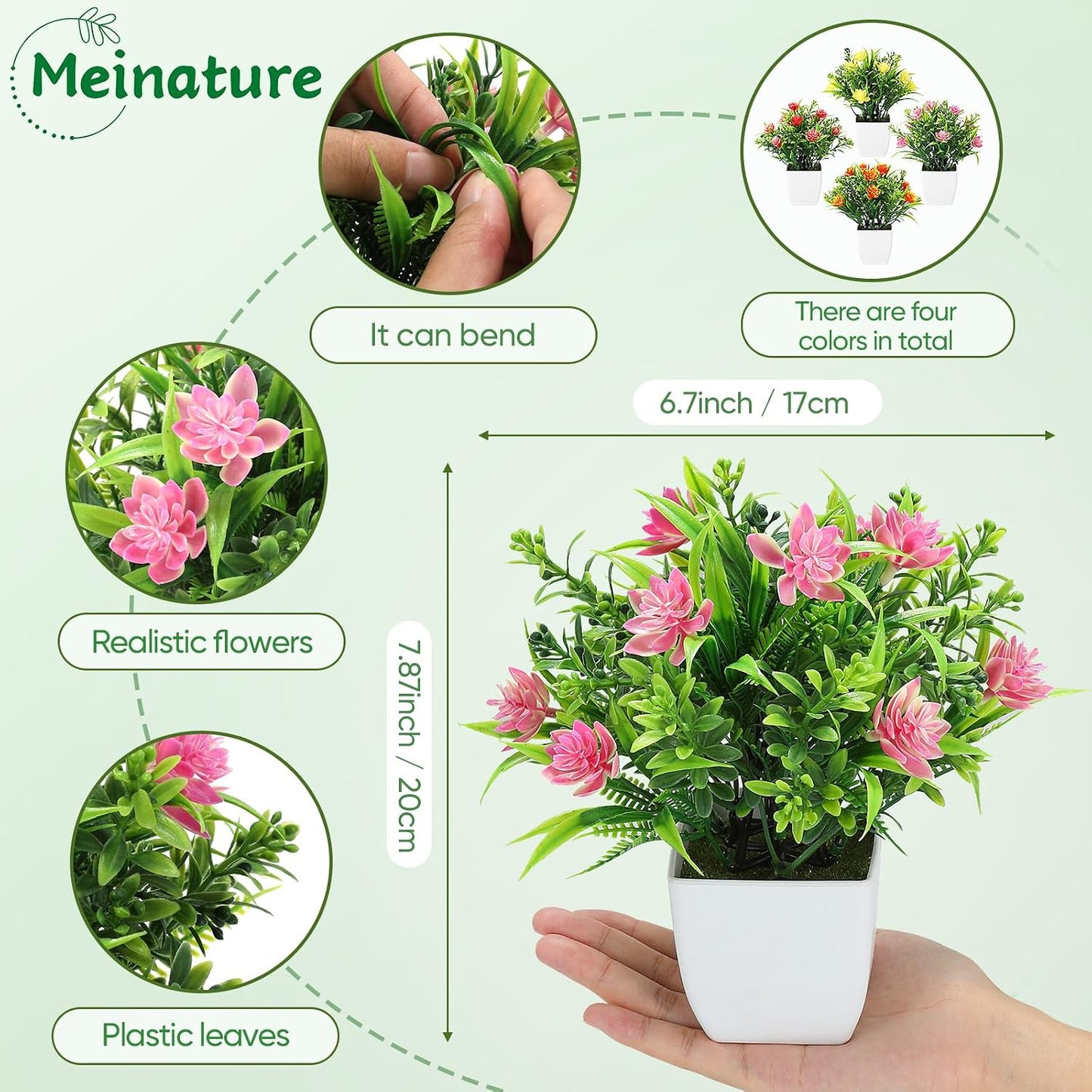 Small Artificial Plants / Violet / Set of 4
