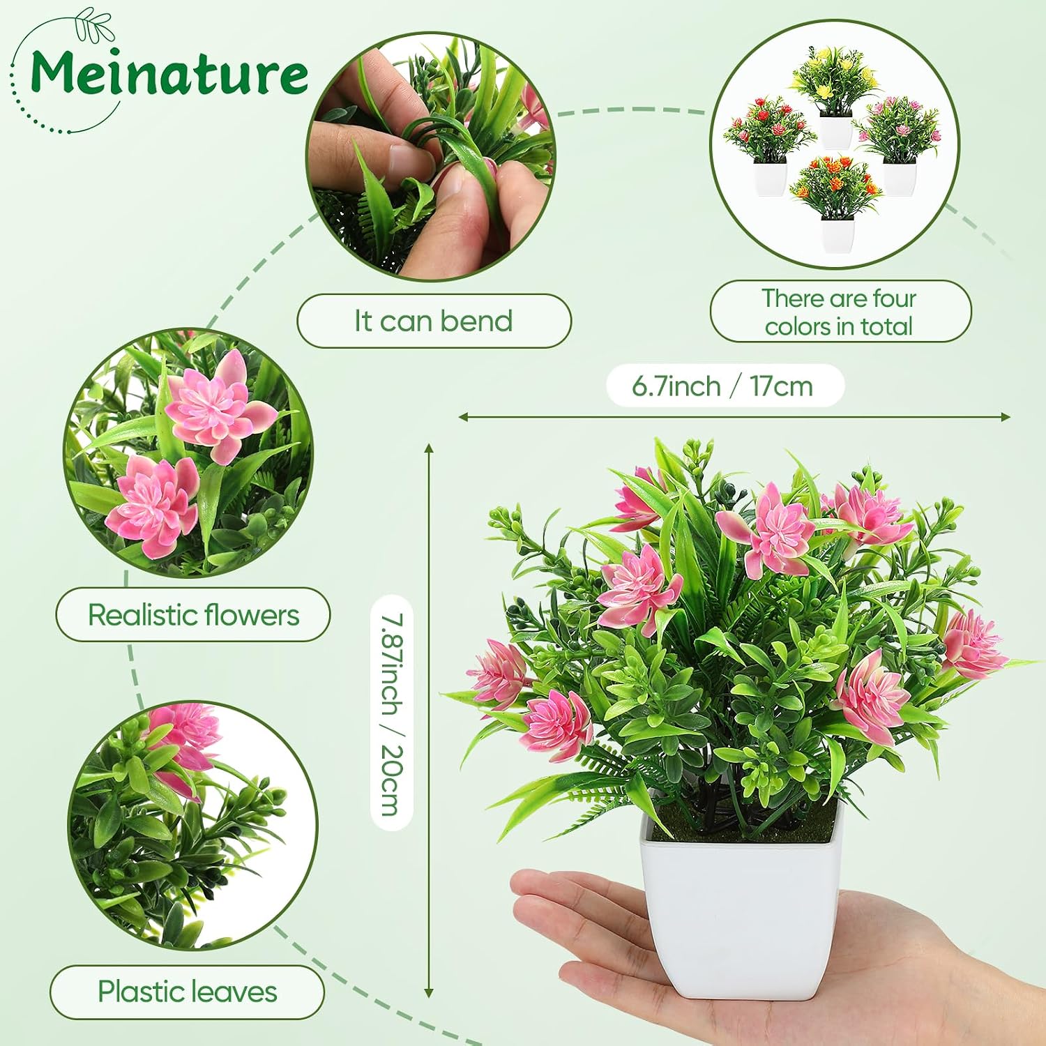 Small Artificial Plants / Violet / Set of 4