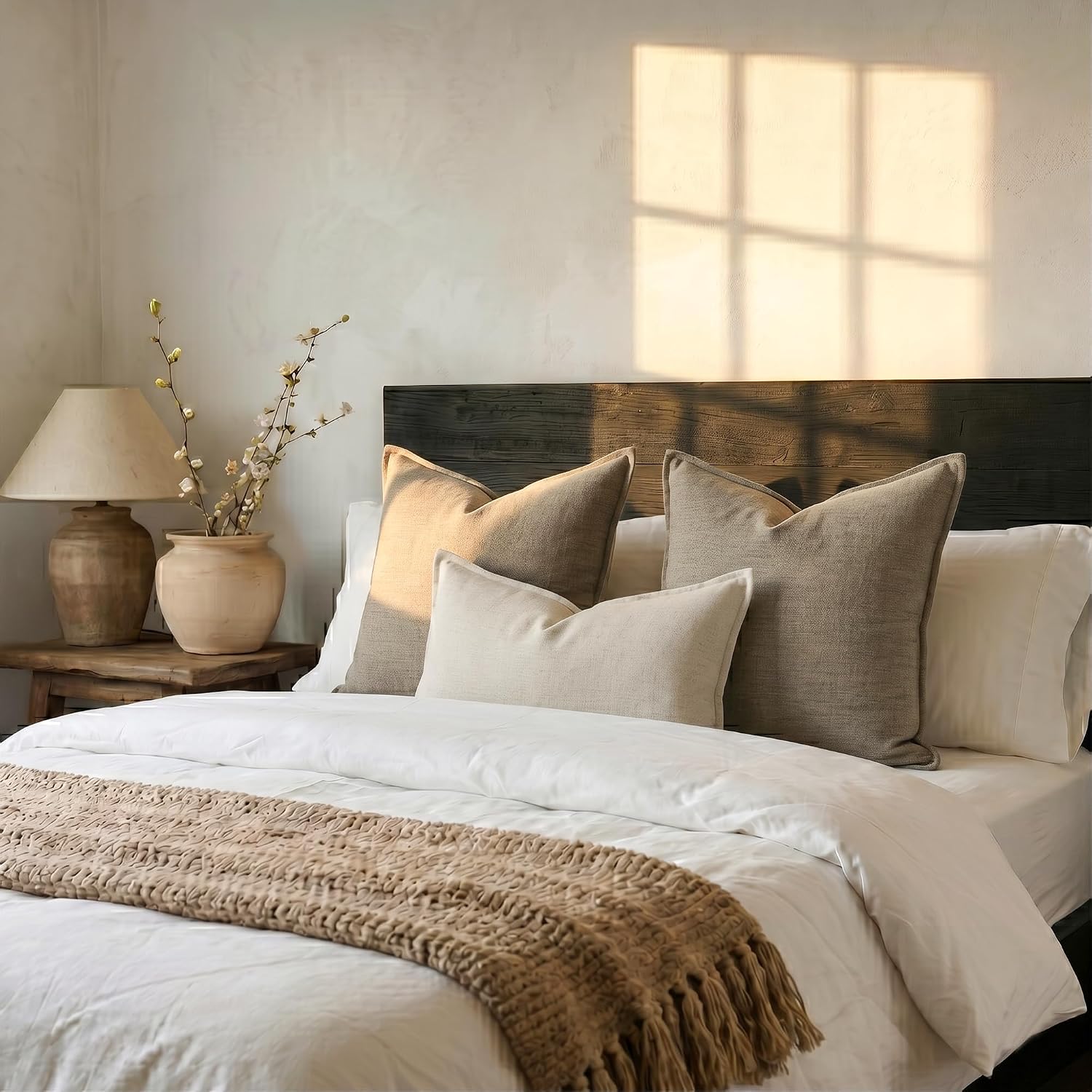 Farmhouse Decorative Pillow / Cream White / 20 x 12 / Set of 2