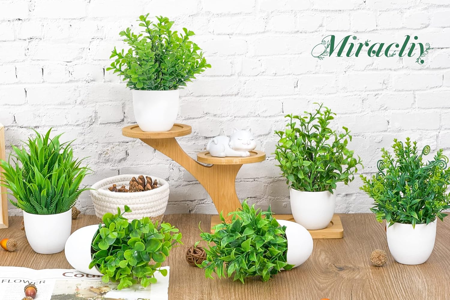 Mini Fake Plants Artificial Eucalyptus Faux Plants / Set of 6