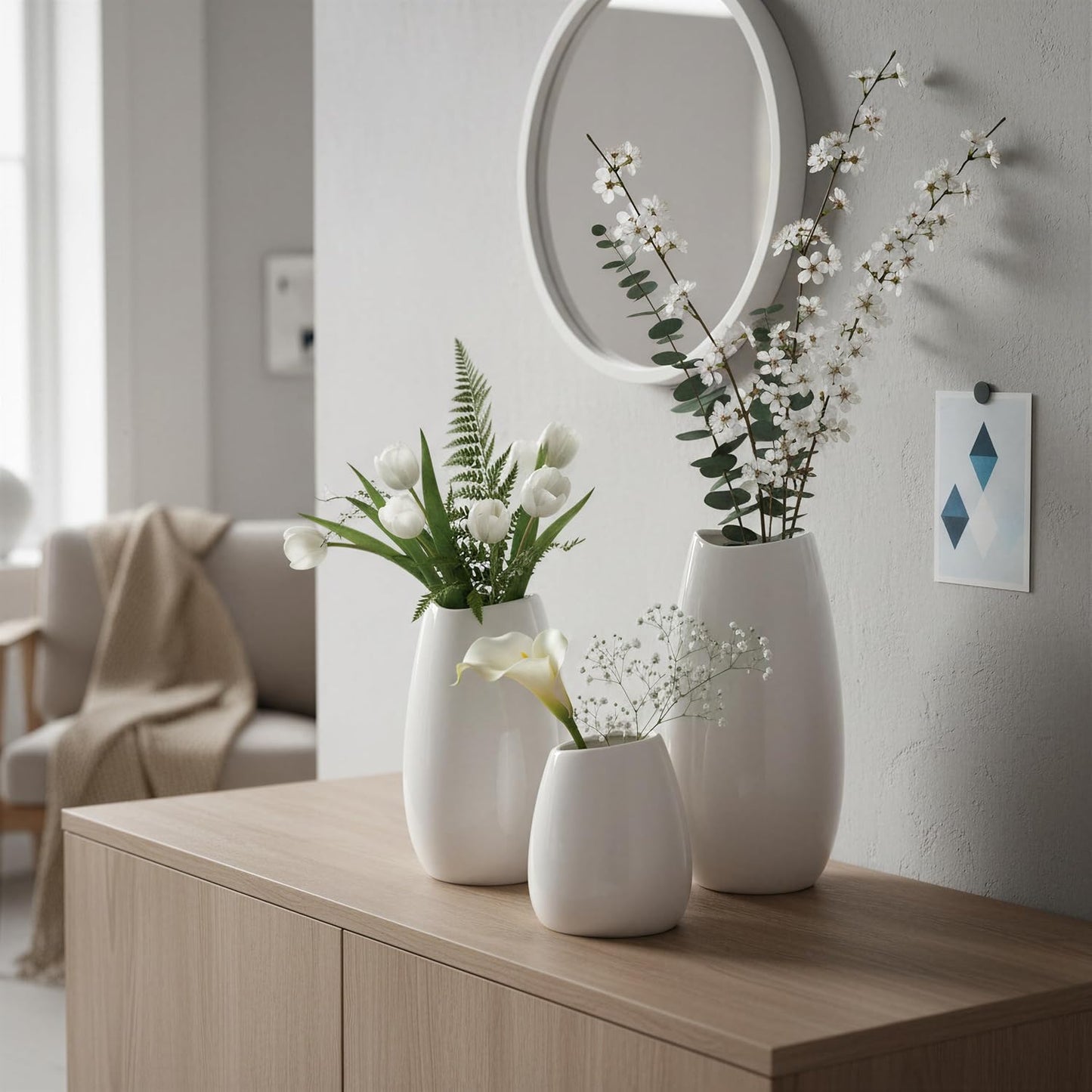 Ceramic Vase Flower Vase / White / Set of 3