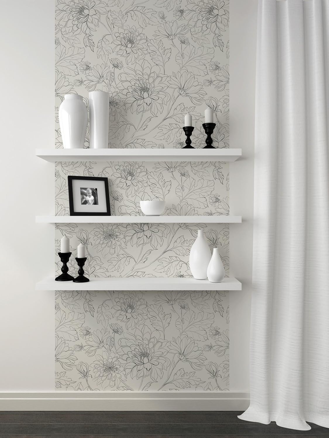 Peel and Stick Wallpaper Roll Design in Vinyl Sticker Paper / Impossible 2 Forget / 17.5 x 216