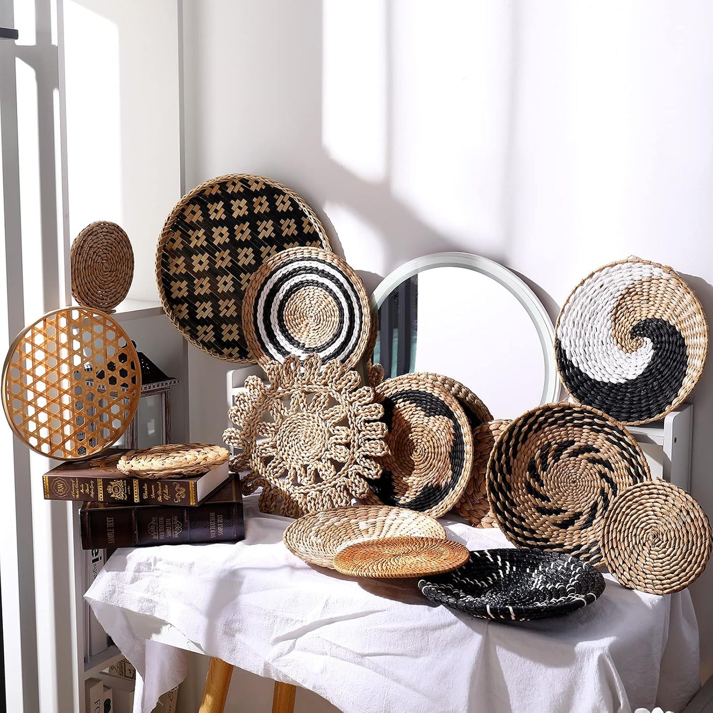 Boho Wall Basket Decor / Retro Color / Set of 14