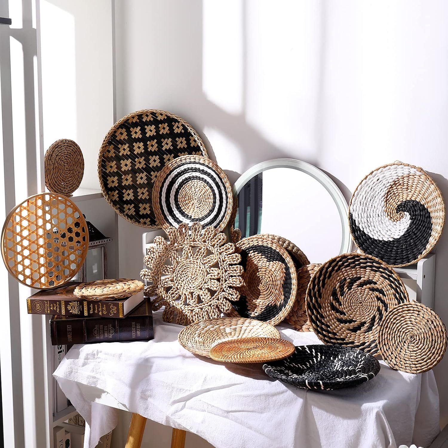 Boho Wall Basket Decor / Retro Color / Set of 14