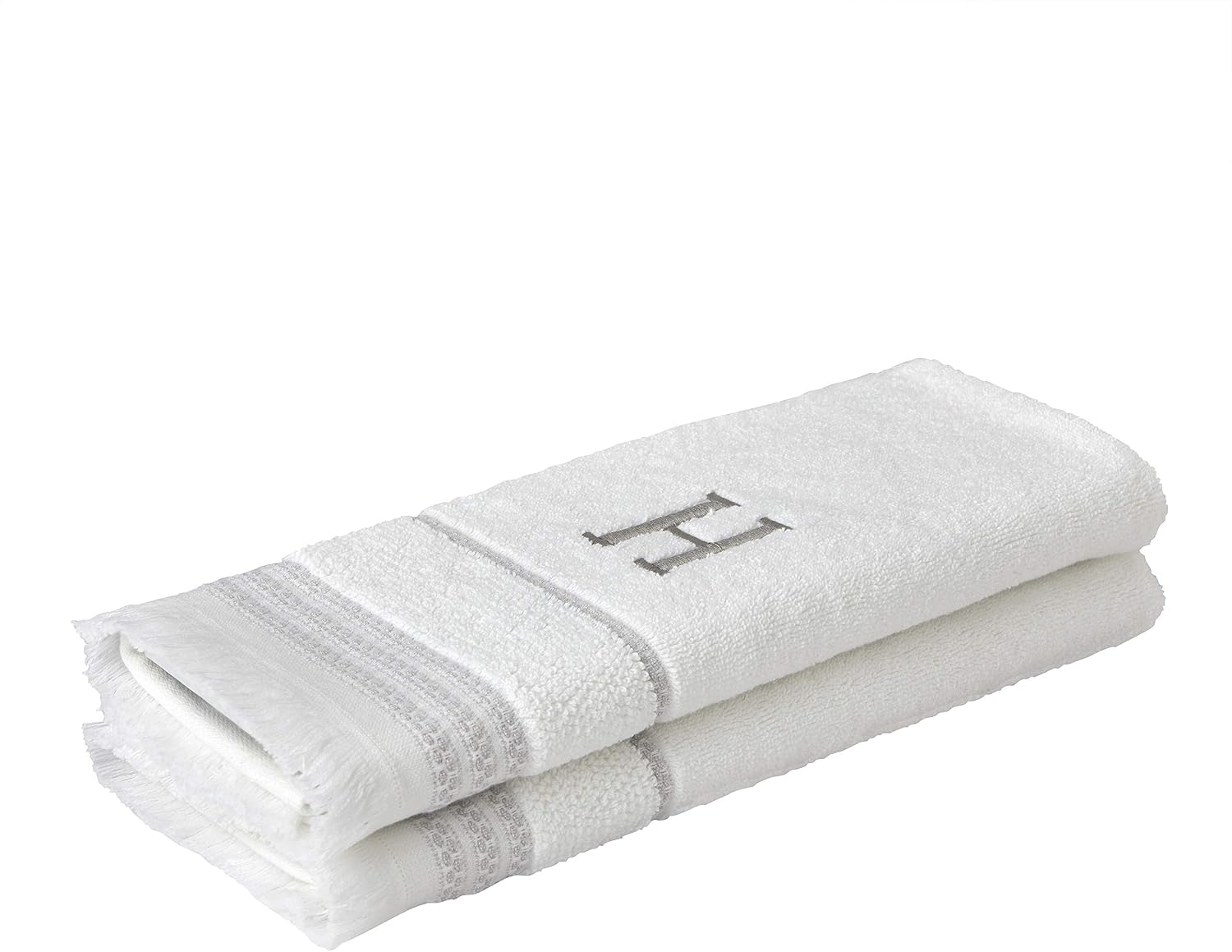 SKL Home Casual Monogram Hand Towel Set-2pc, Embroidered H, White | Available in letters A-Z. Personalized style for