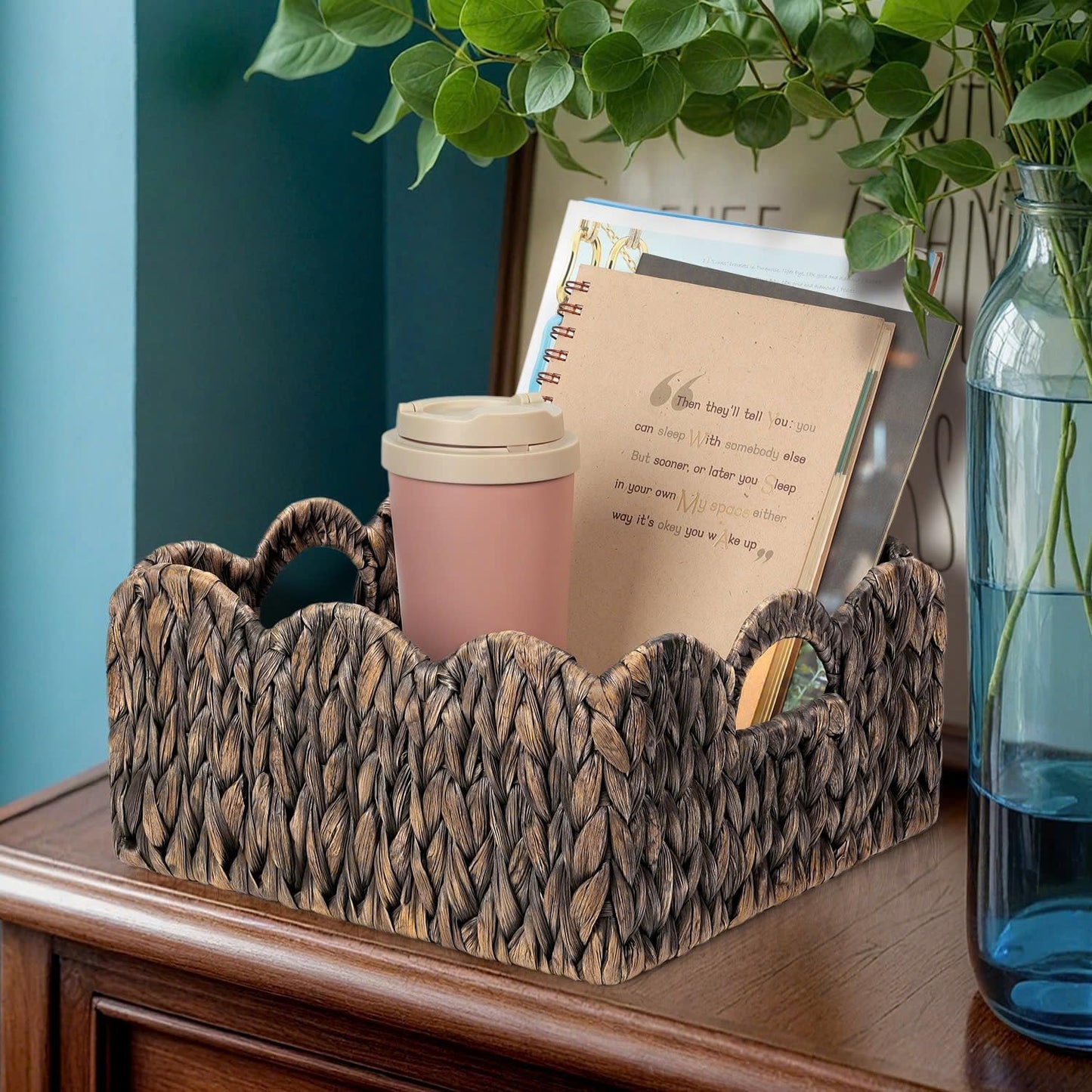 Woven Basket Boho / Esspresso / Natural / Set of 2