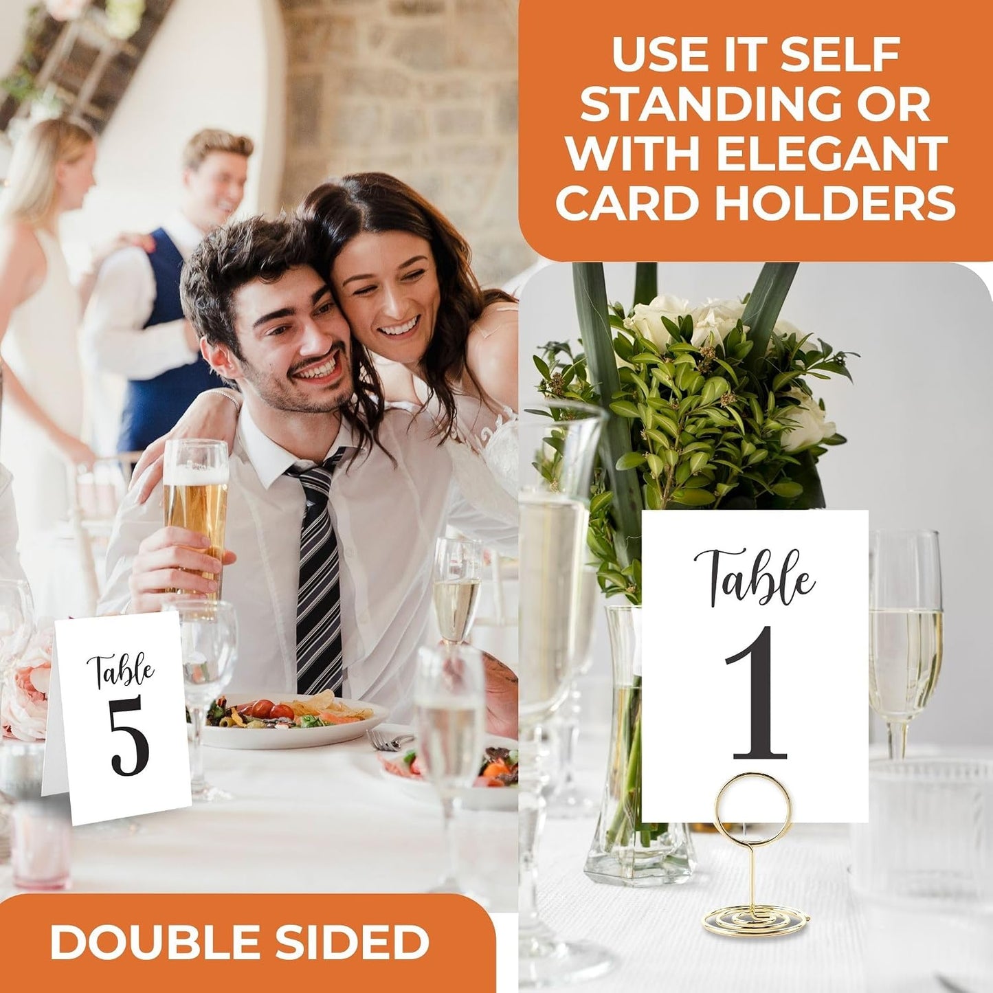 Woodamore Black Wedding Table Numbers 1-30, 31 Pc 4x6 Paper Number Cards | 30 numbered cards plus 1 head table sign