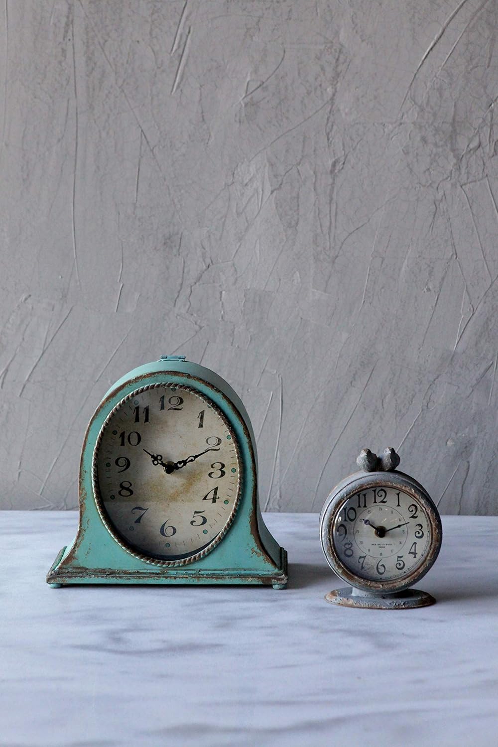 Creative Co-Op Metal Mantel Clock with Aqua Finish