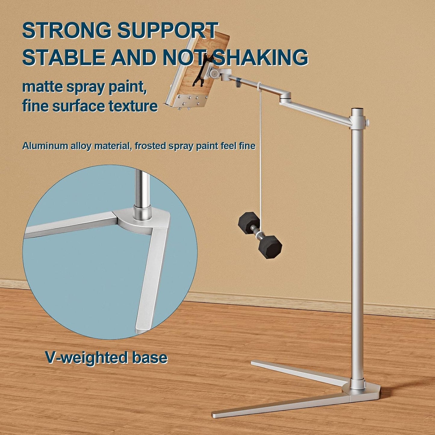 Bookstand, WoodPad, Rotating Holder for Laptop/Tablet/Phone, 2 Spring Clips
