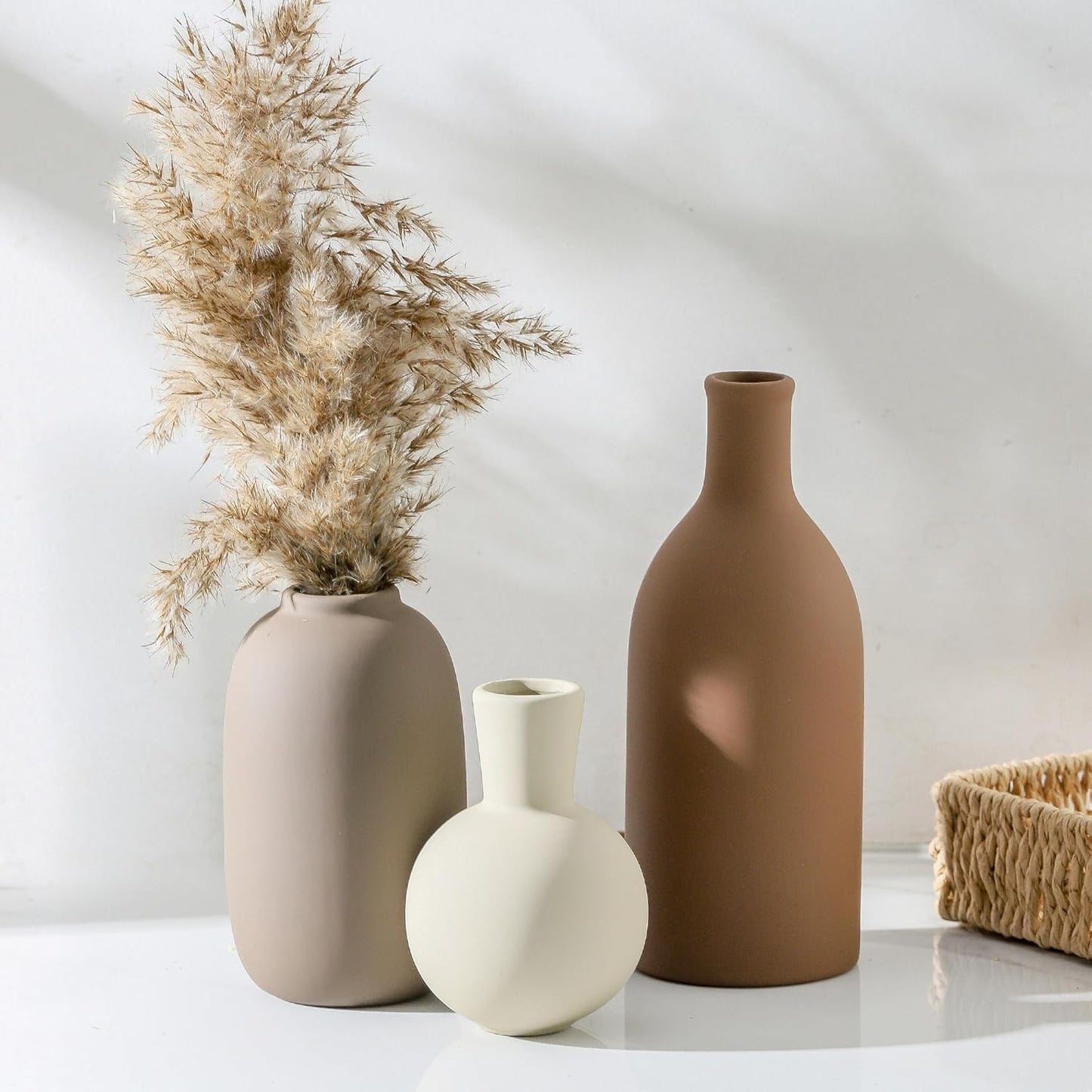 Ceramic Vases / 006-brown / Set of 3