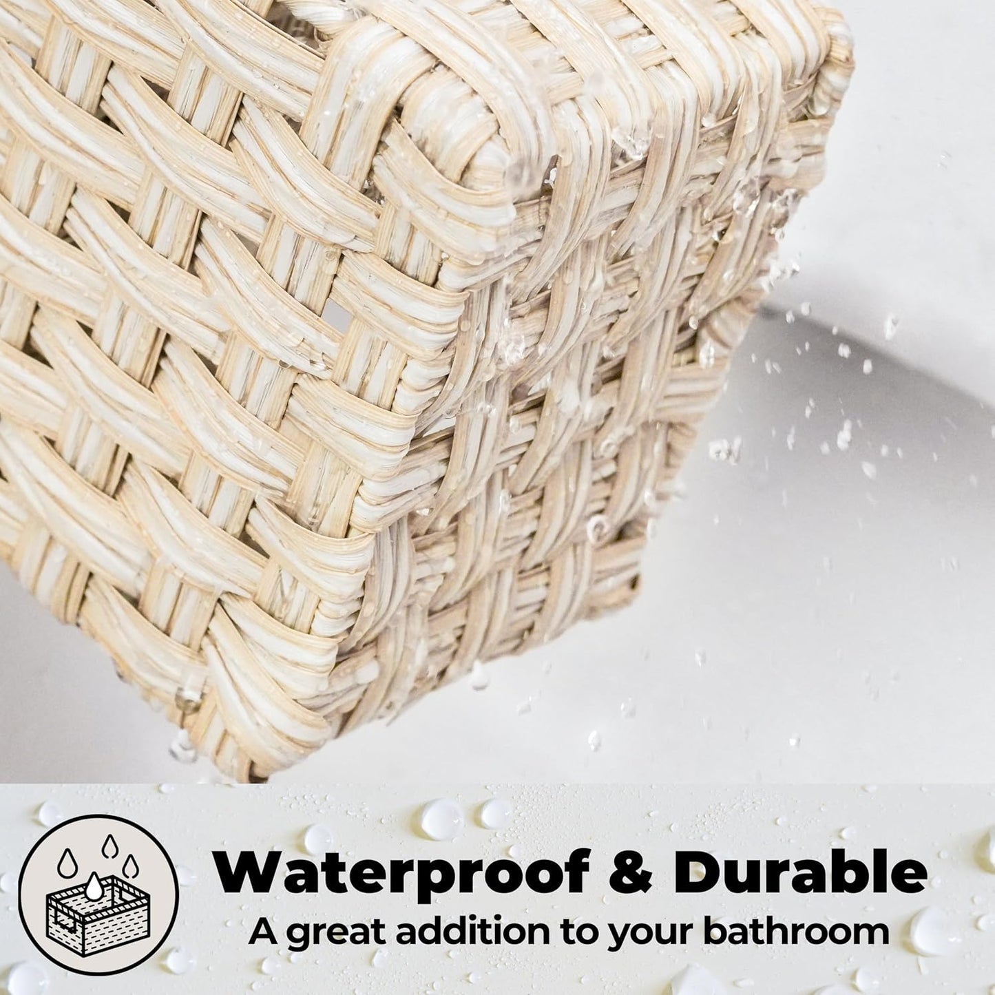 Wicker Baskets / Wicker Basket for Storage / Butter Milk / Divided / Set of 2