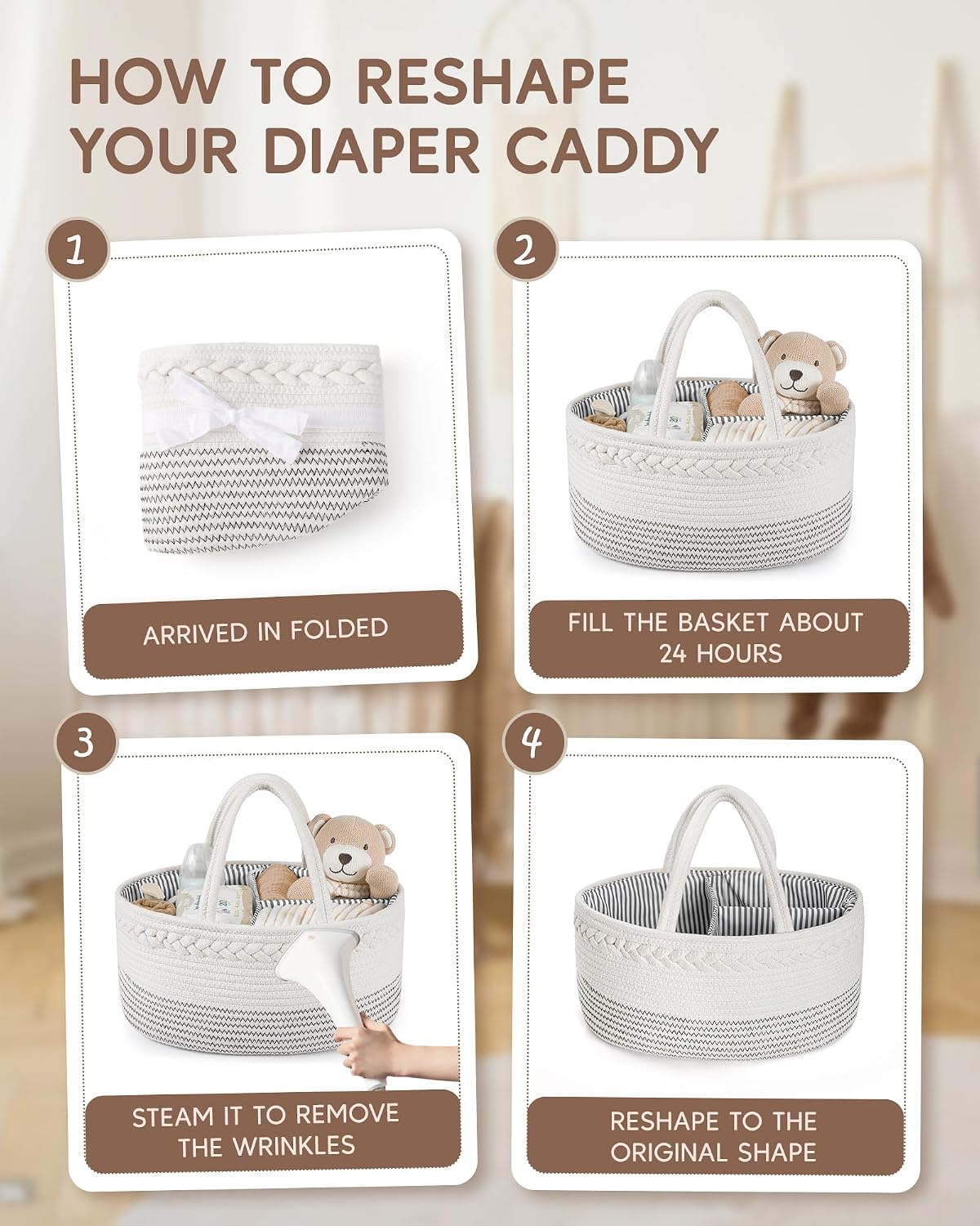 Baby Diaper Caddy Organizer / Large / Off White