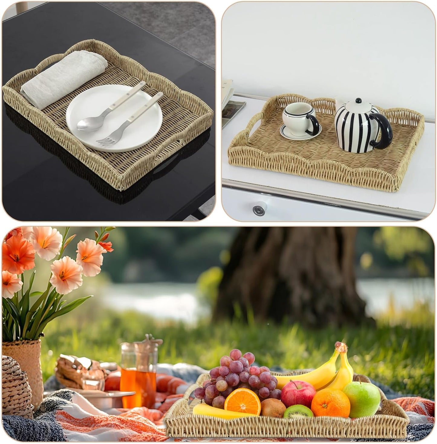 Rectangular Wicker Tray / Coffee Brown