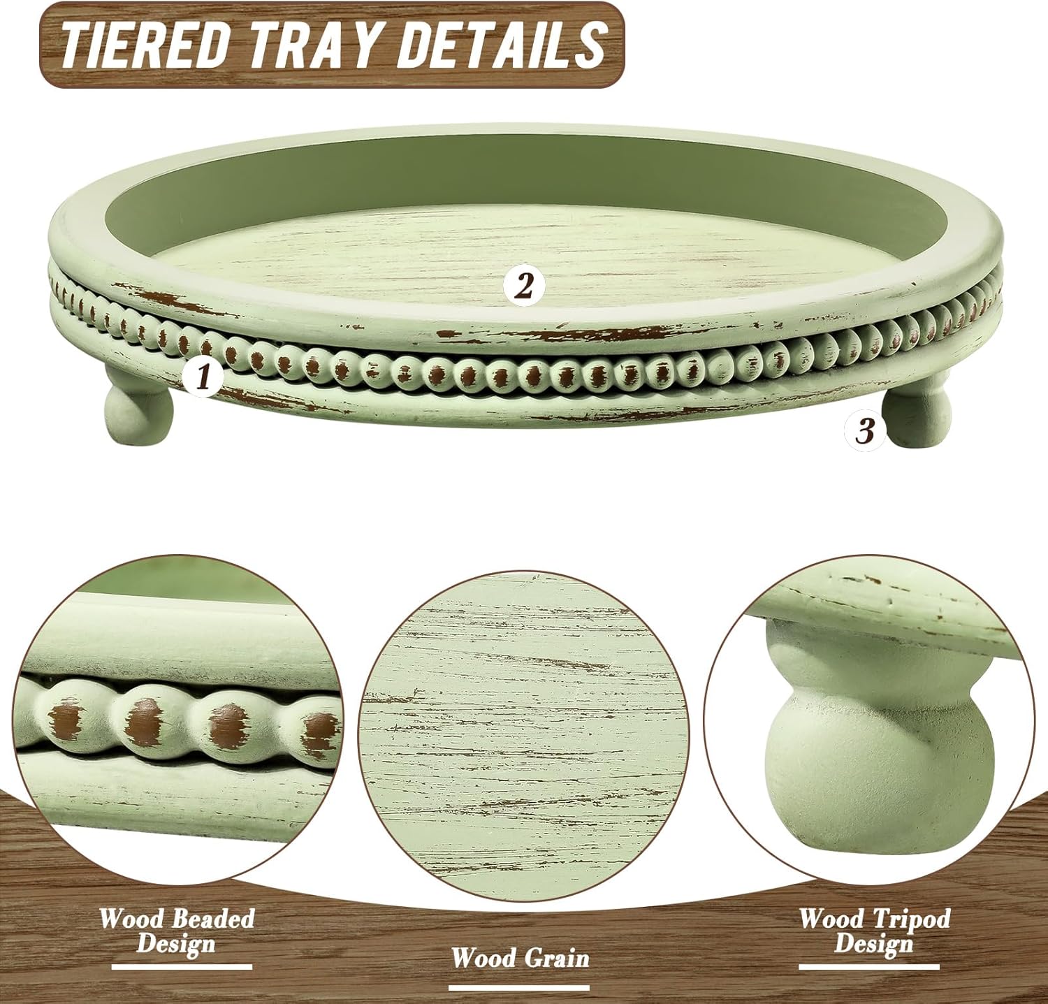Handmade Wooden Decorative Tray / Sage
