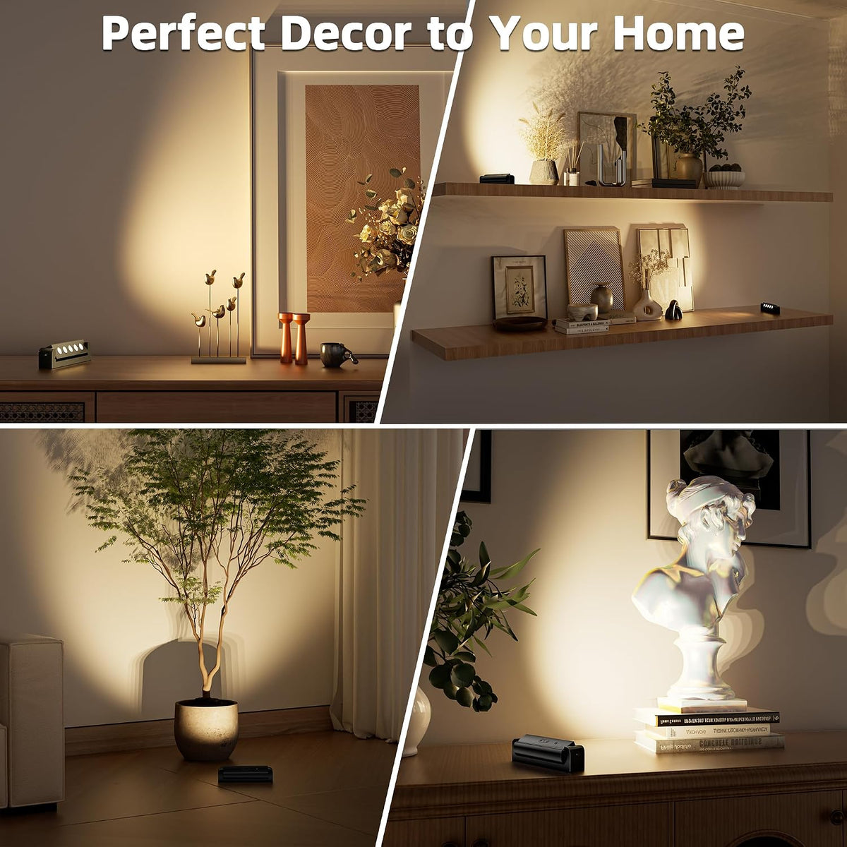 Kimjo 5500mAh Rechargeable Spotlight Indoor, 4 Pack | Remote Control, Daily Auto Timer, 3 Colors & Dimmable, LED Energy