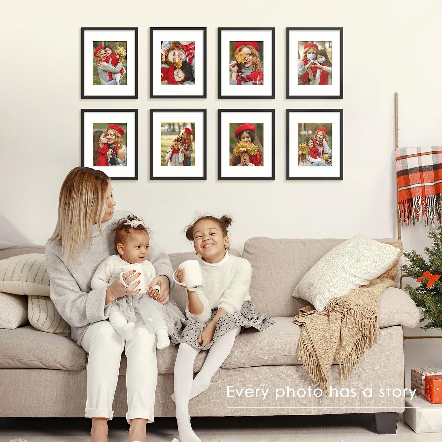 11x14 Picture Frame Sef of 10, for Wall Gallery Decor, Black | Display Pictures 8x10 with Mat or 11 x 14 Without Mat