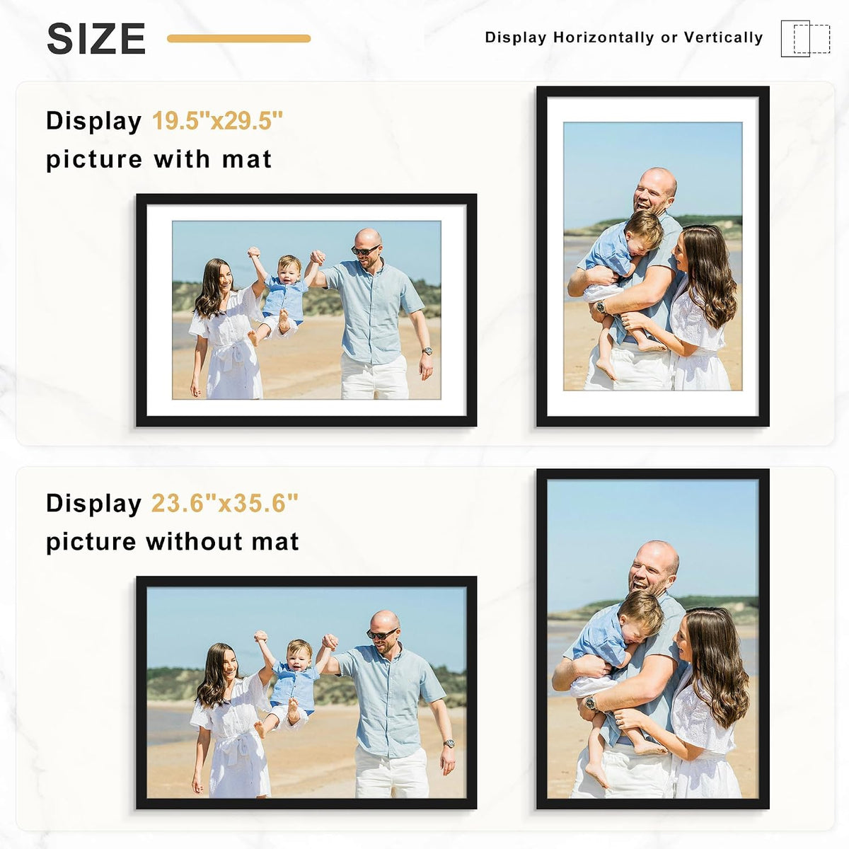 24x36 Poster Frame Set of 7, Black Wall Gallery Picture Frames | Fits 20x30 Posters With Mat or 24x36 Without Mat