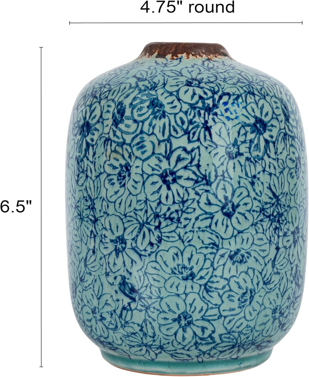 Decorative Round Terra-Cotta Vase / Blue