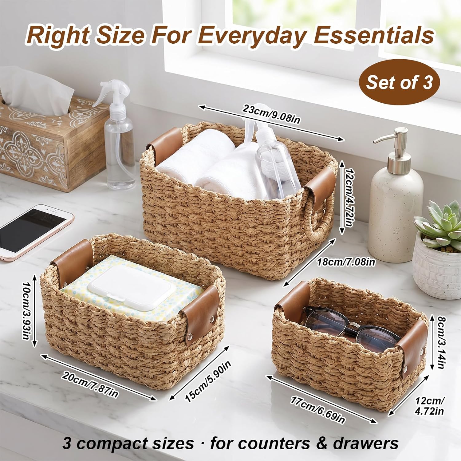 3 Piece Woven Storage Basket Set