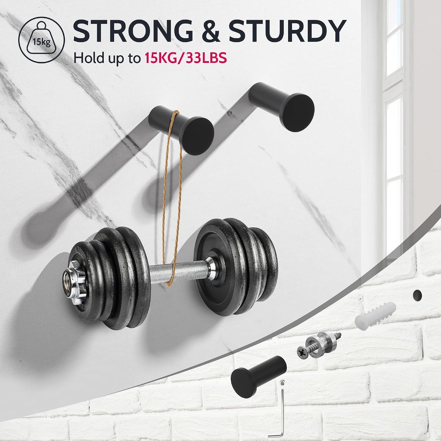 Modern Coat Hooks Wall Mounted / 4P - Round / Black