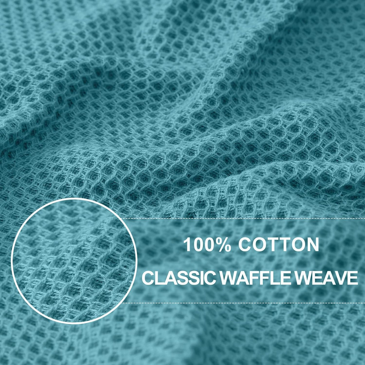 Homaxy 100% Cotton Waffle Weave Kitchen Dish Cloths 12-Pack, Lake Blue | 12 x 12 Inches, Ultra Soft Absorbent Dish