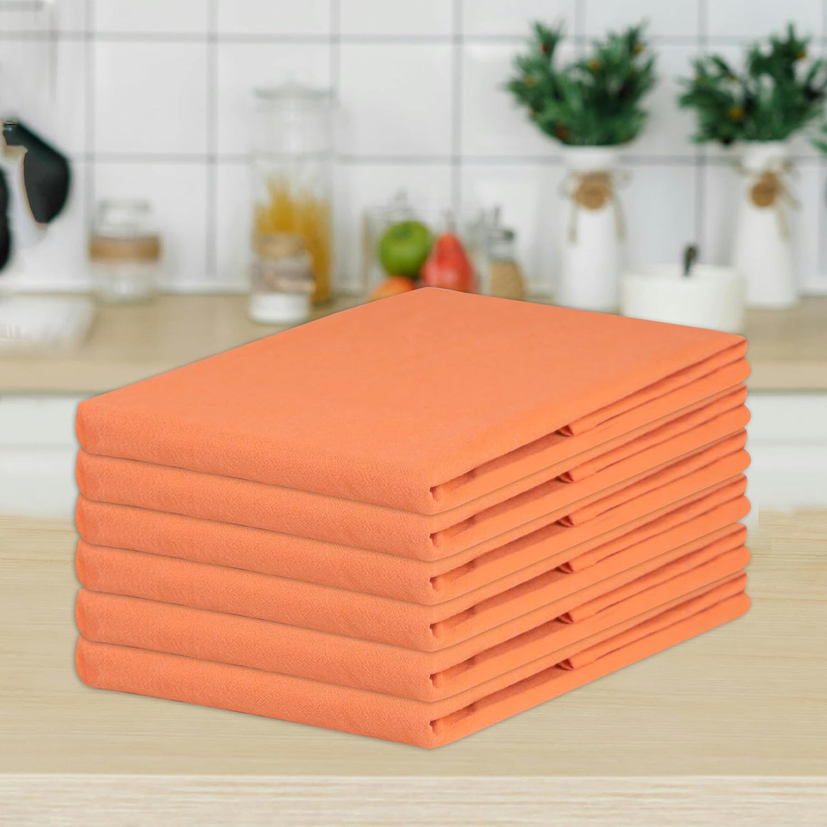 Urban Villa Kitchen Towels Cotton Dish Towels 27”x27” (Set of 12) Orange