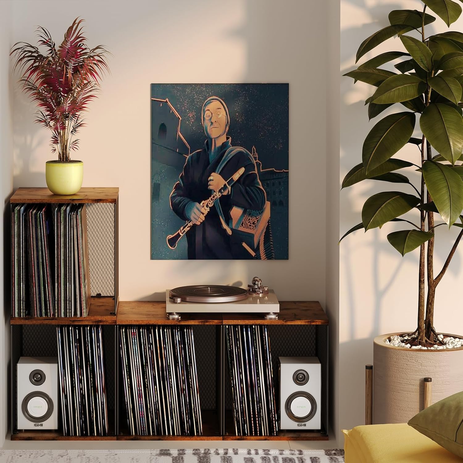 2 Cubes Record Holder Shelf Storage Furniture, Wooden Vinyl Record Storage | Modular Stackable, 80-110 Vinyl Album