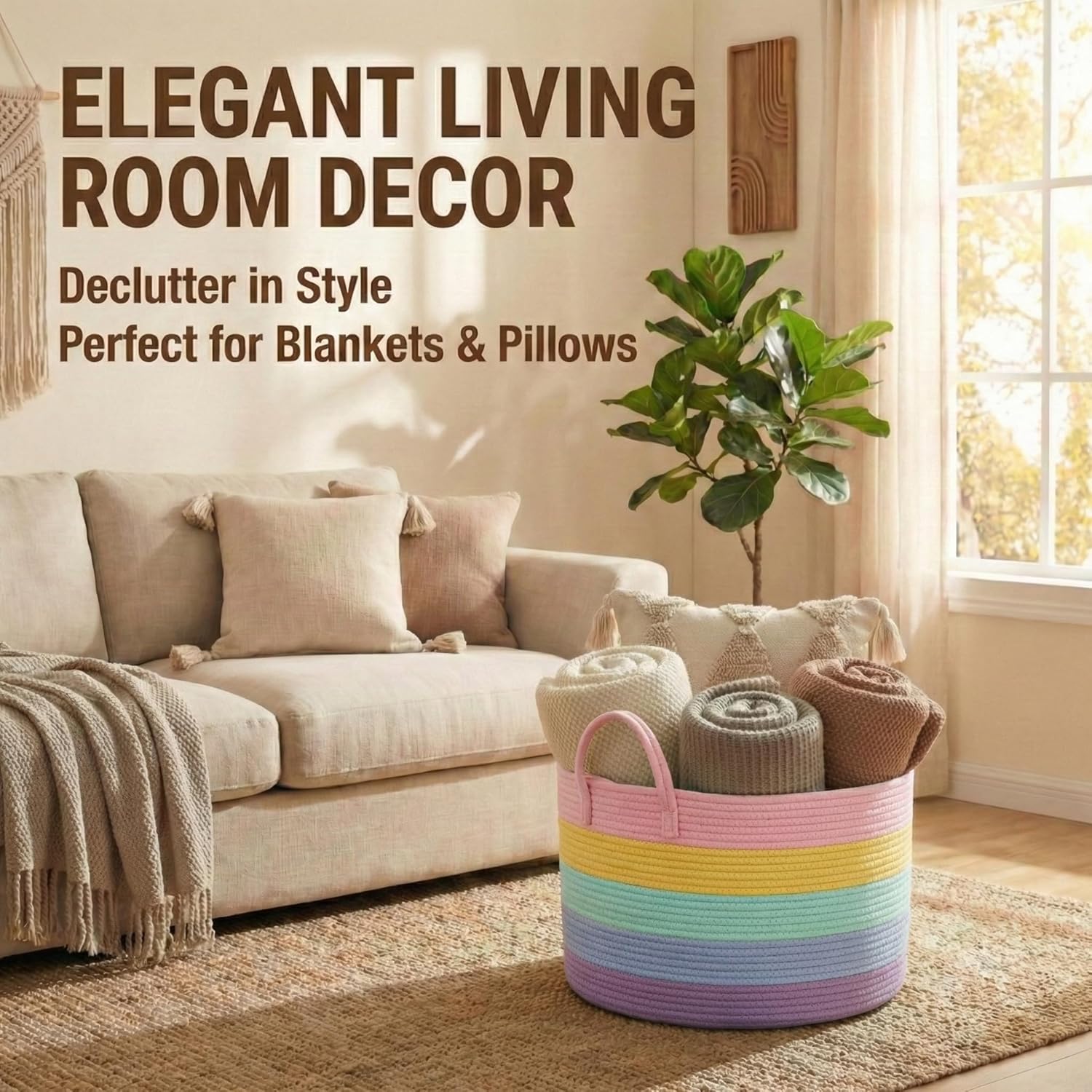 Extra Large Blanket Basket / Rainbow / 65L