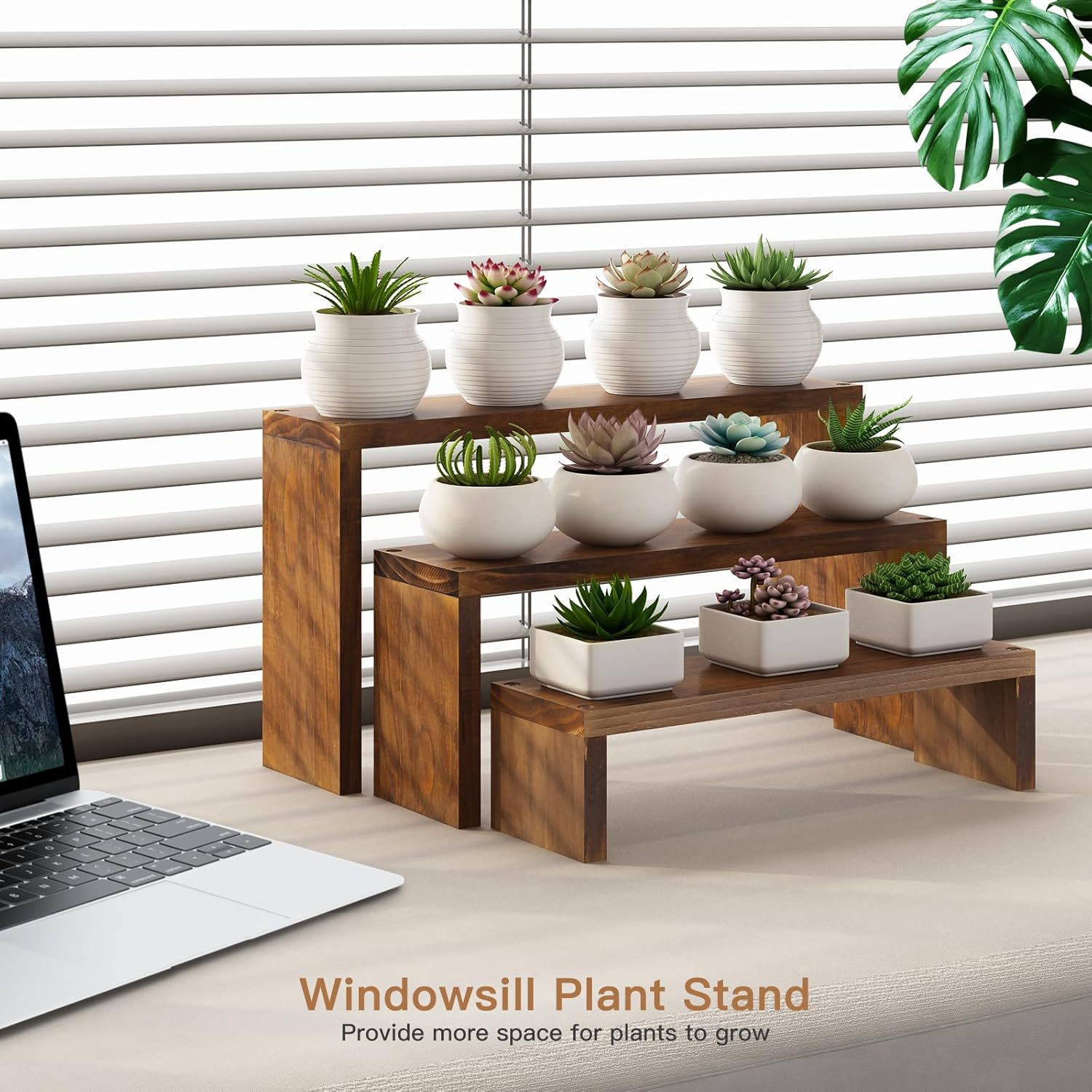 Plant Stand Shelf for Desk Window Sill Countertop Succulent Stand Desktop Shelf 3 Tiers / 3.9" Depth