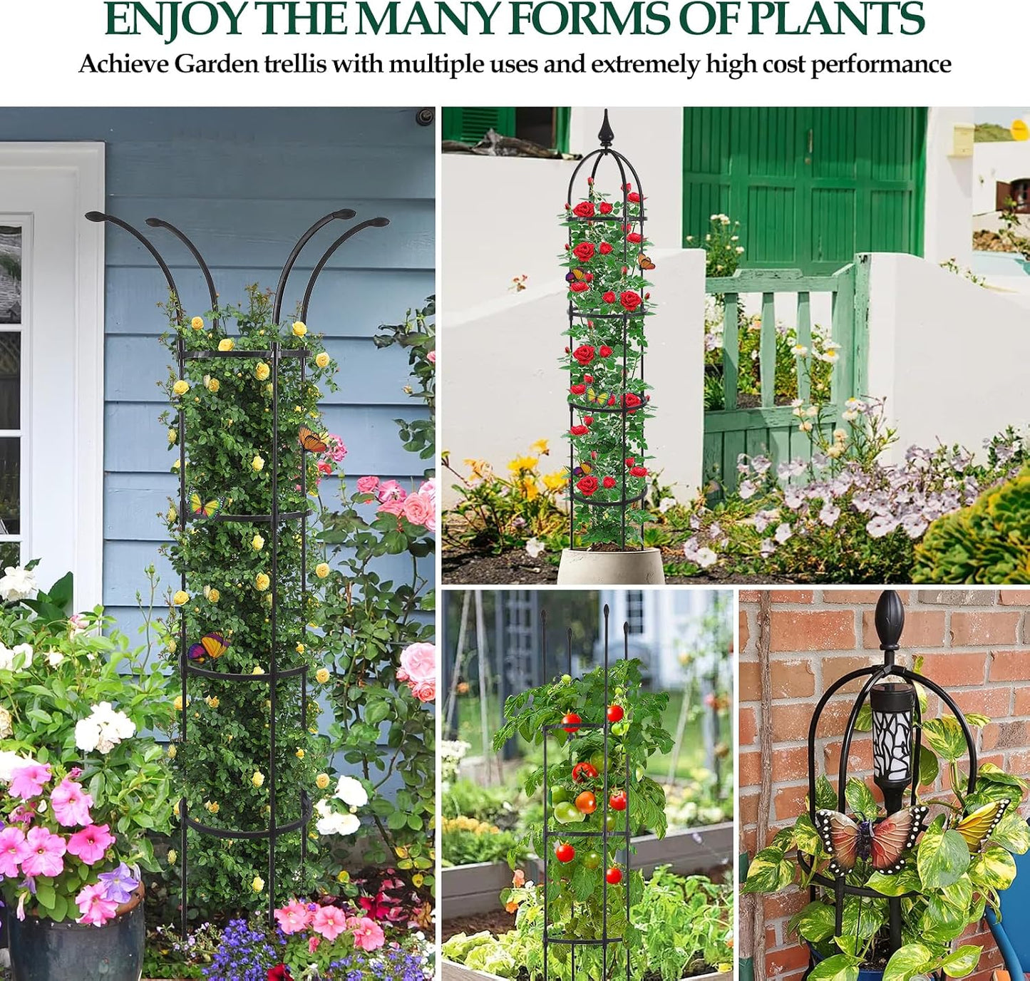 WellSign 2Pack 6.6ft Obelisk Trellis for Climbing Plants Outdoor Indoor | Garden Tower Trellis for Potted Plants with
