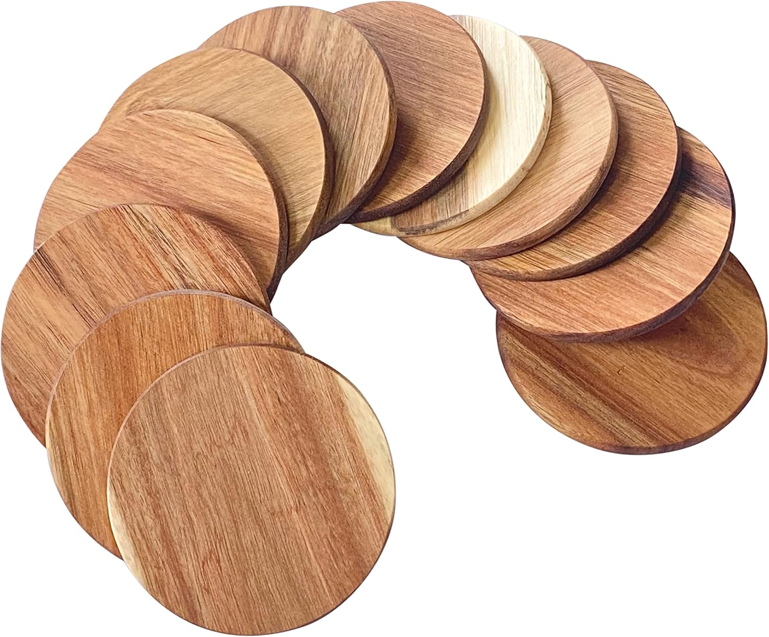 Round Wooden Cup Coasters / 3.74 Inch / Set of 12