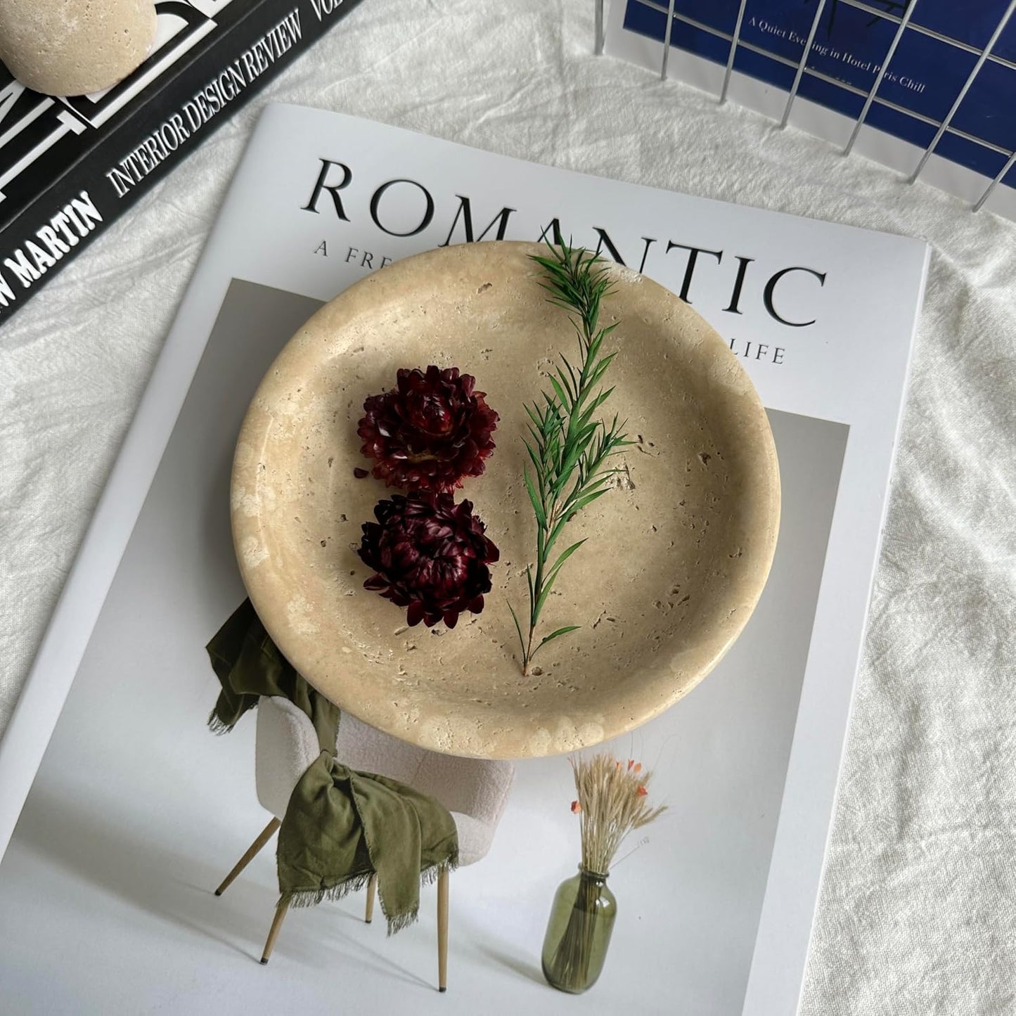 5.5" Ring Holder Tray / Beige Travertine