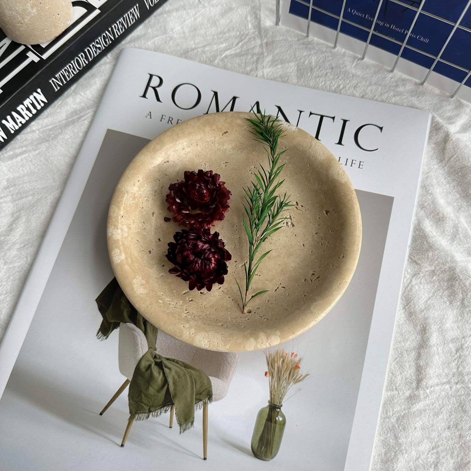 5.5" Ring Holder Tray / Beige Travertine